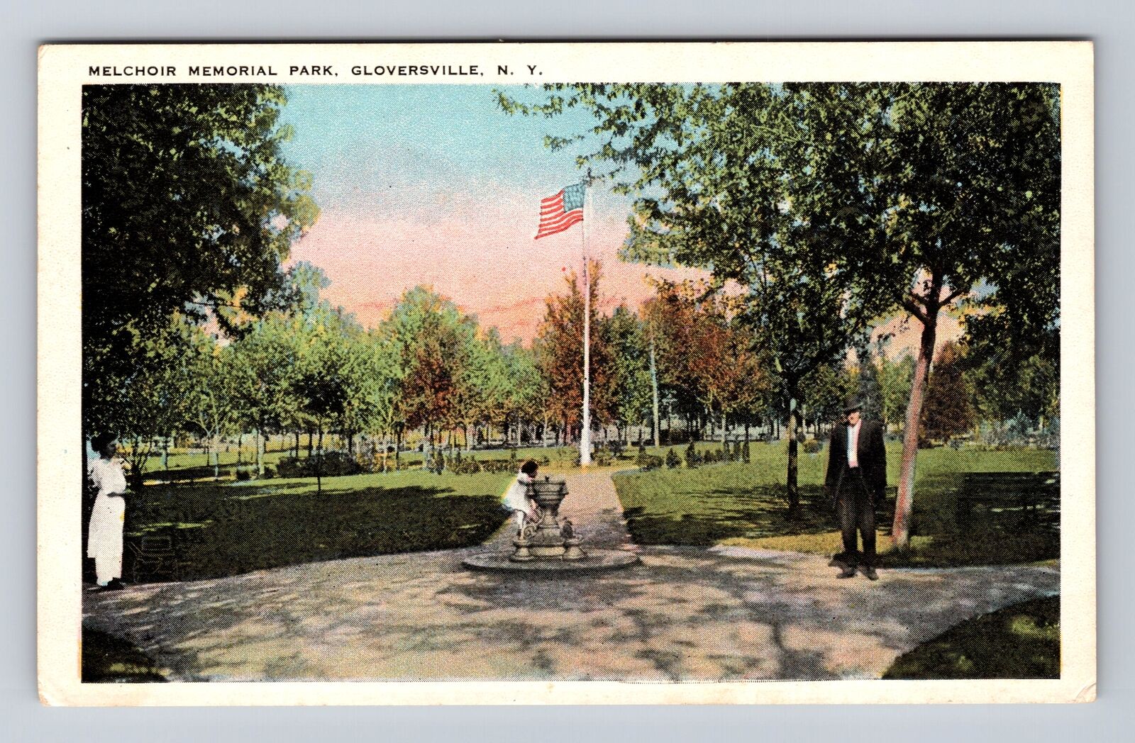 Gloversville NY- New York, Melchoir Memorial Park, Antique, Vintage Postcard