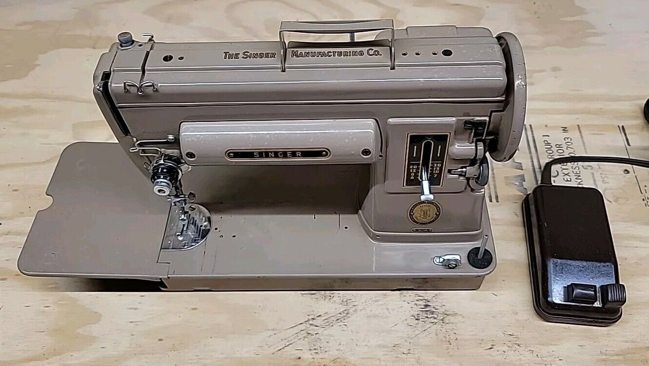 VINTAGE Tan Model Singer 301A Sewing Machine with Foot Pedal