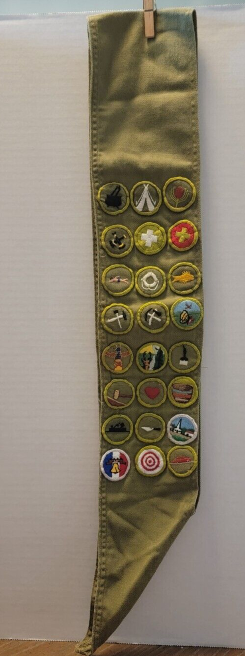 BOY SCOUTS OF AMERICA Vintage Sash with 24 Merit Badges