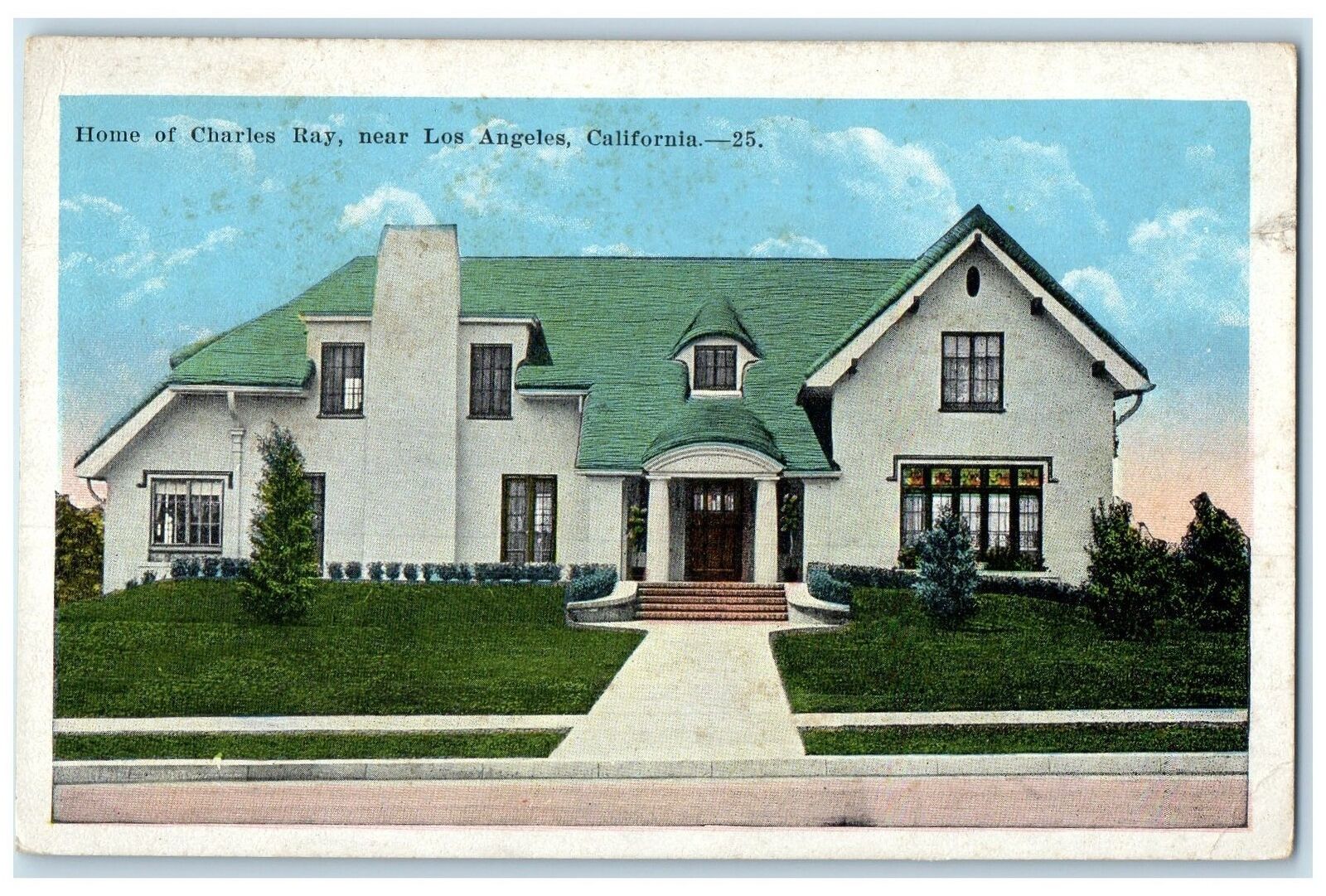 c1940's Home Of Charles Ray Exterior Near Los Angeles California CA Postcard