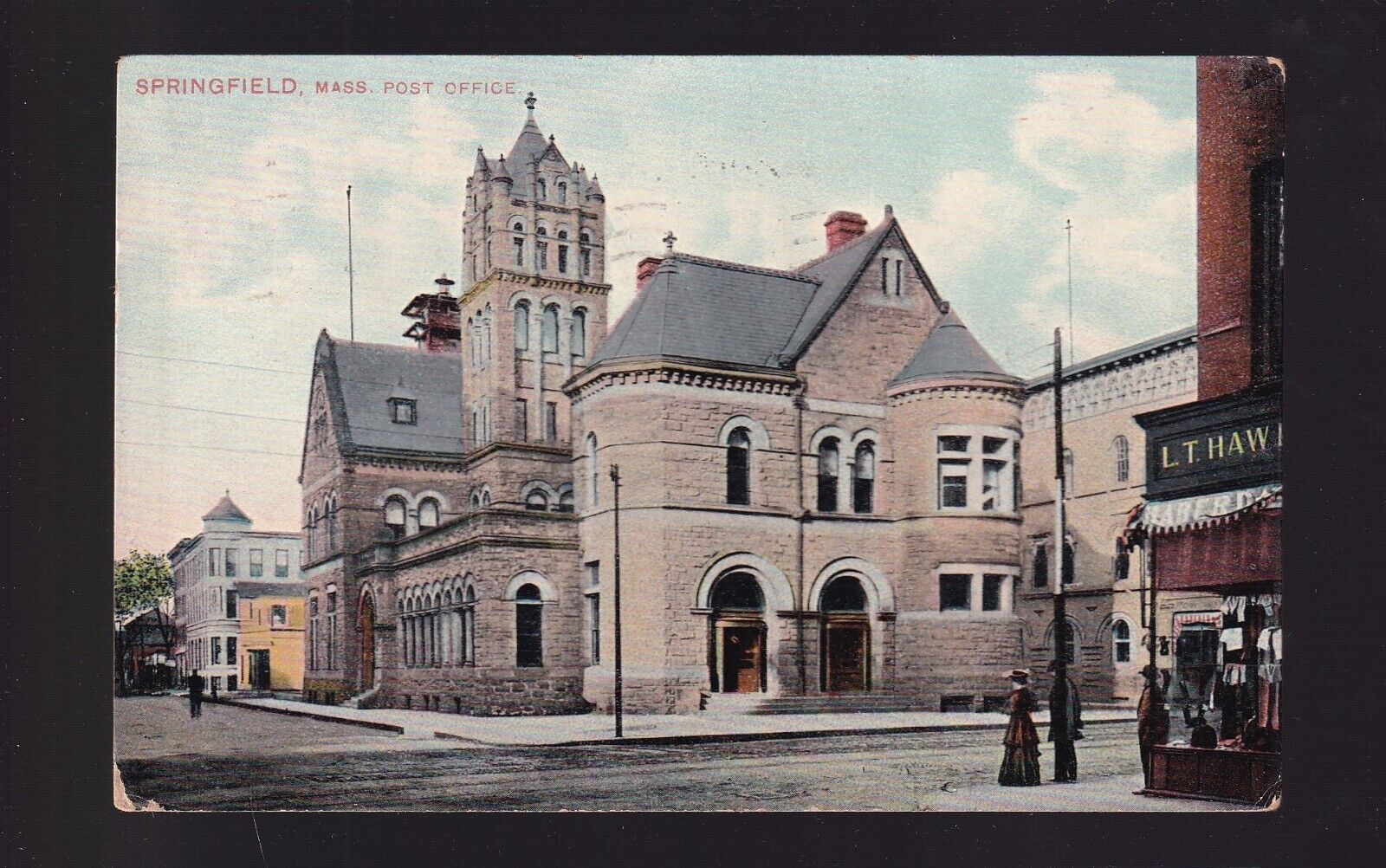 VTG Postcard Post Office Springfield Massachusetts 1909
