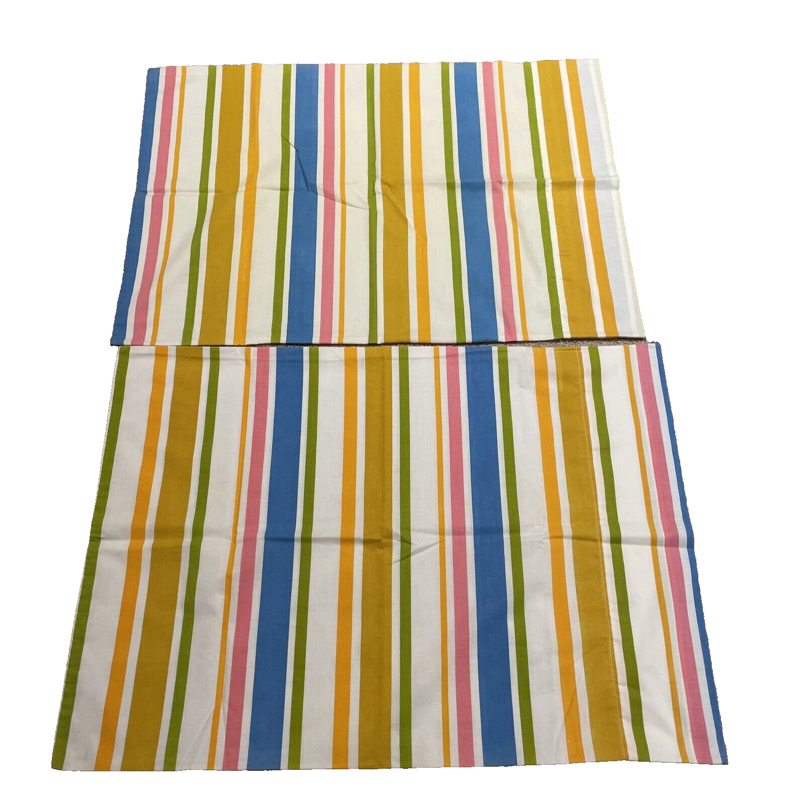 Vintage Handmade Colorful Striped Pillowcases Standard 70's Unique MCM MOD Set 2