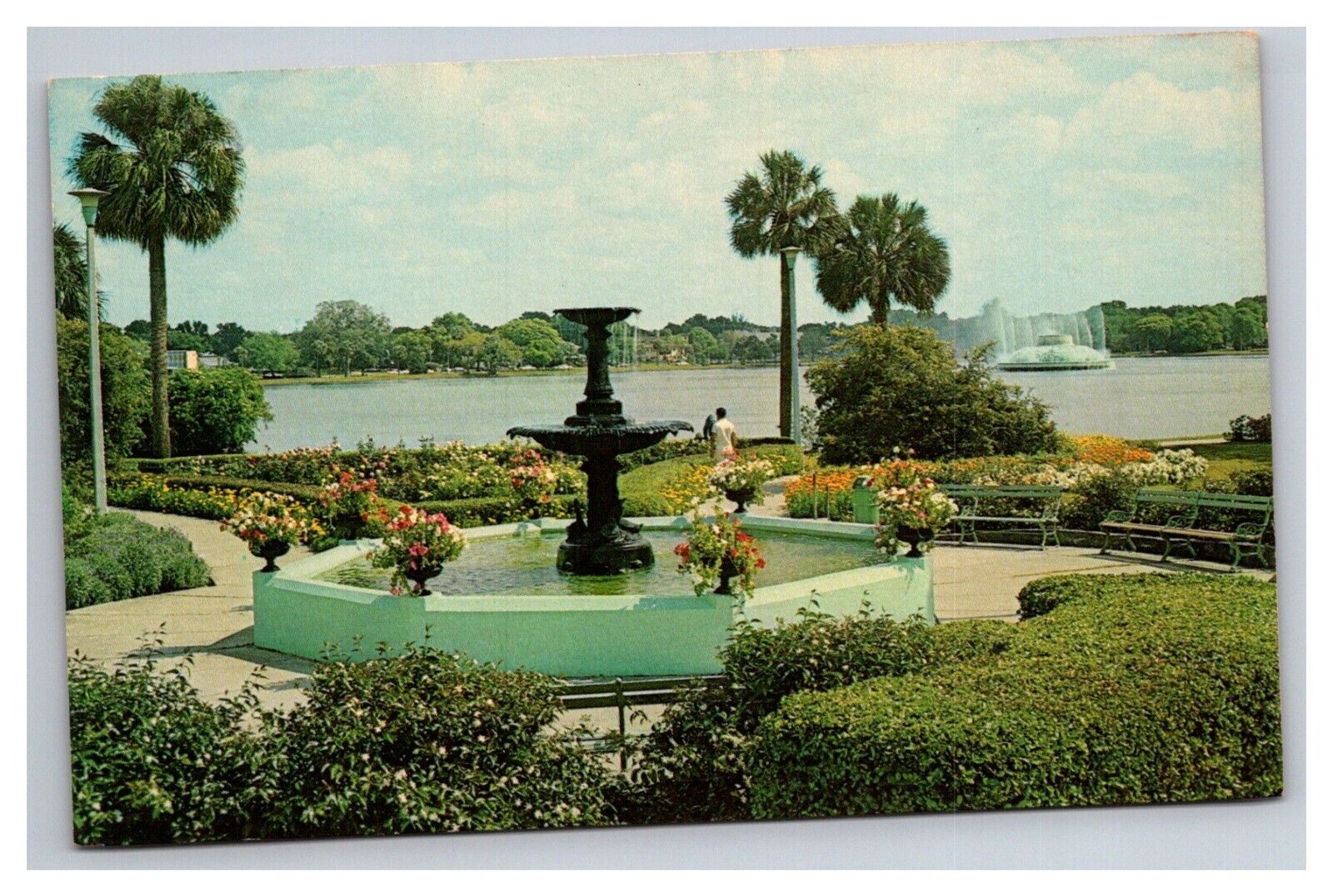 Postcard Orlando Florida Lake Eola Downtown Garden