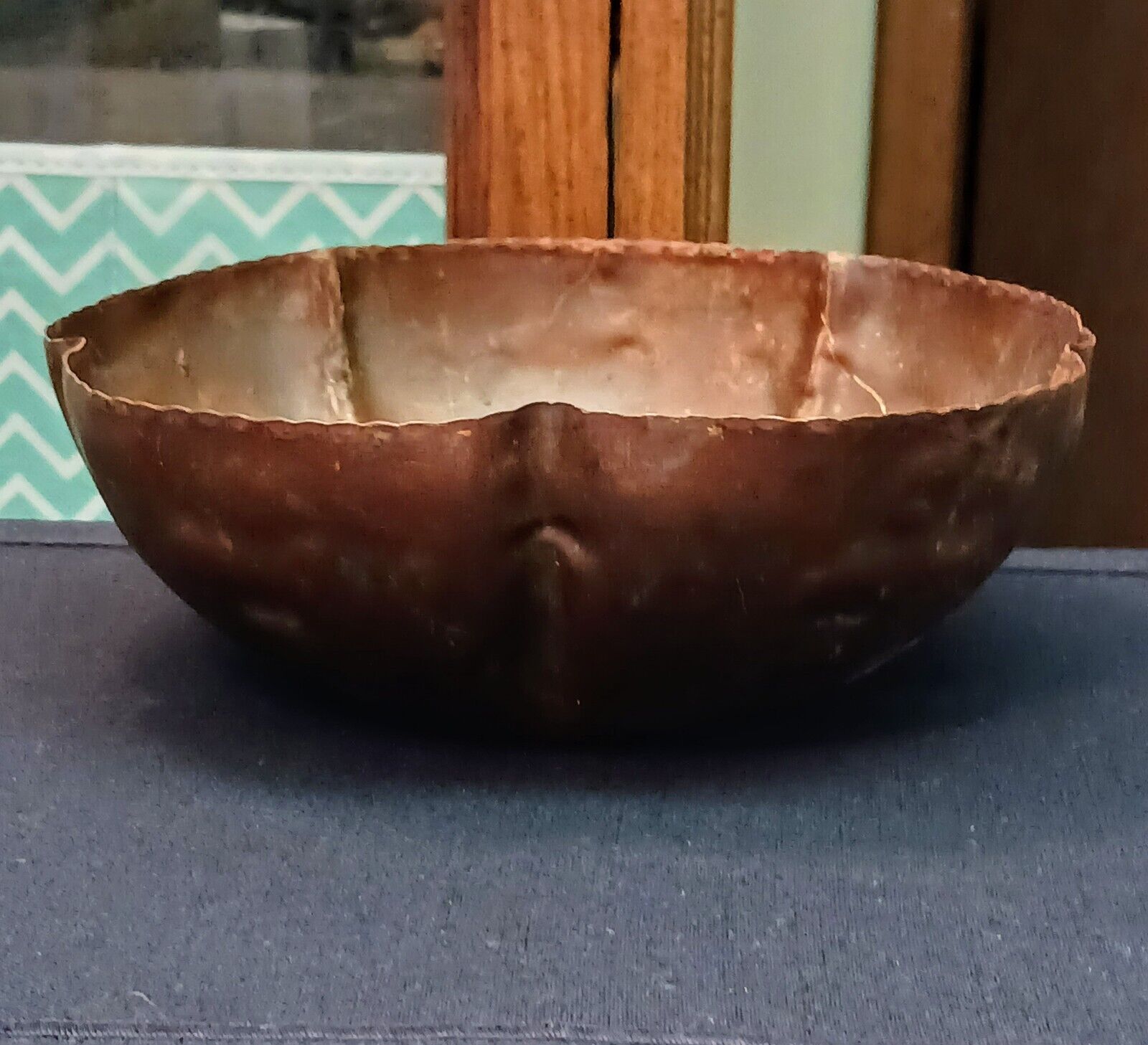 Antique Copper Hand Made Hammered Copper Bowl W Aged Patina.  