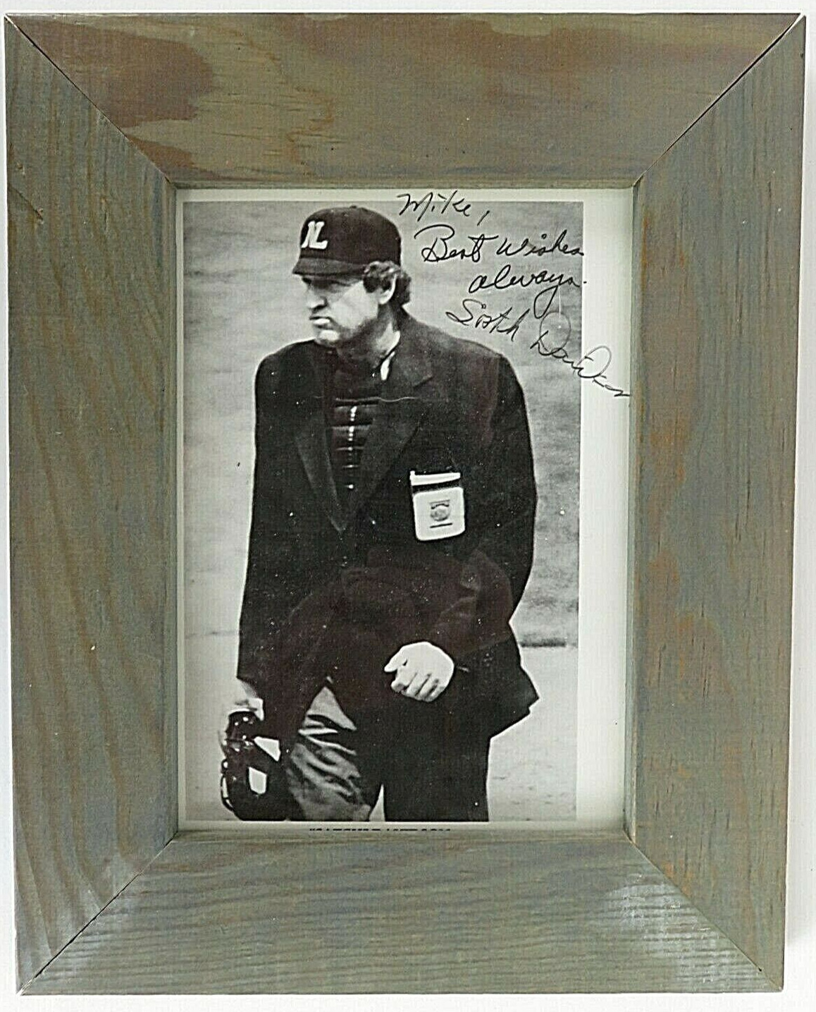 MLB Umpire Satch Davidson Autographed Framed Picture