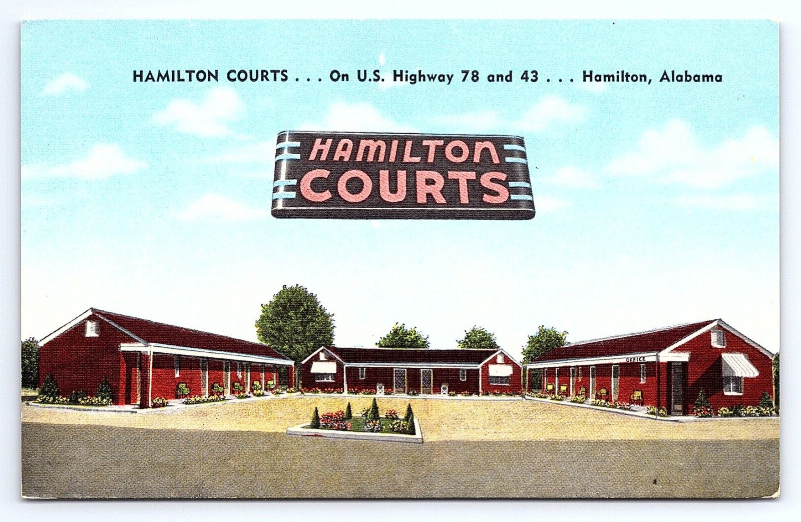 Postcard Hamilton Courts US Highway 78 43 Hamilton Alabama AL