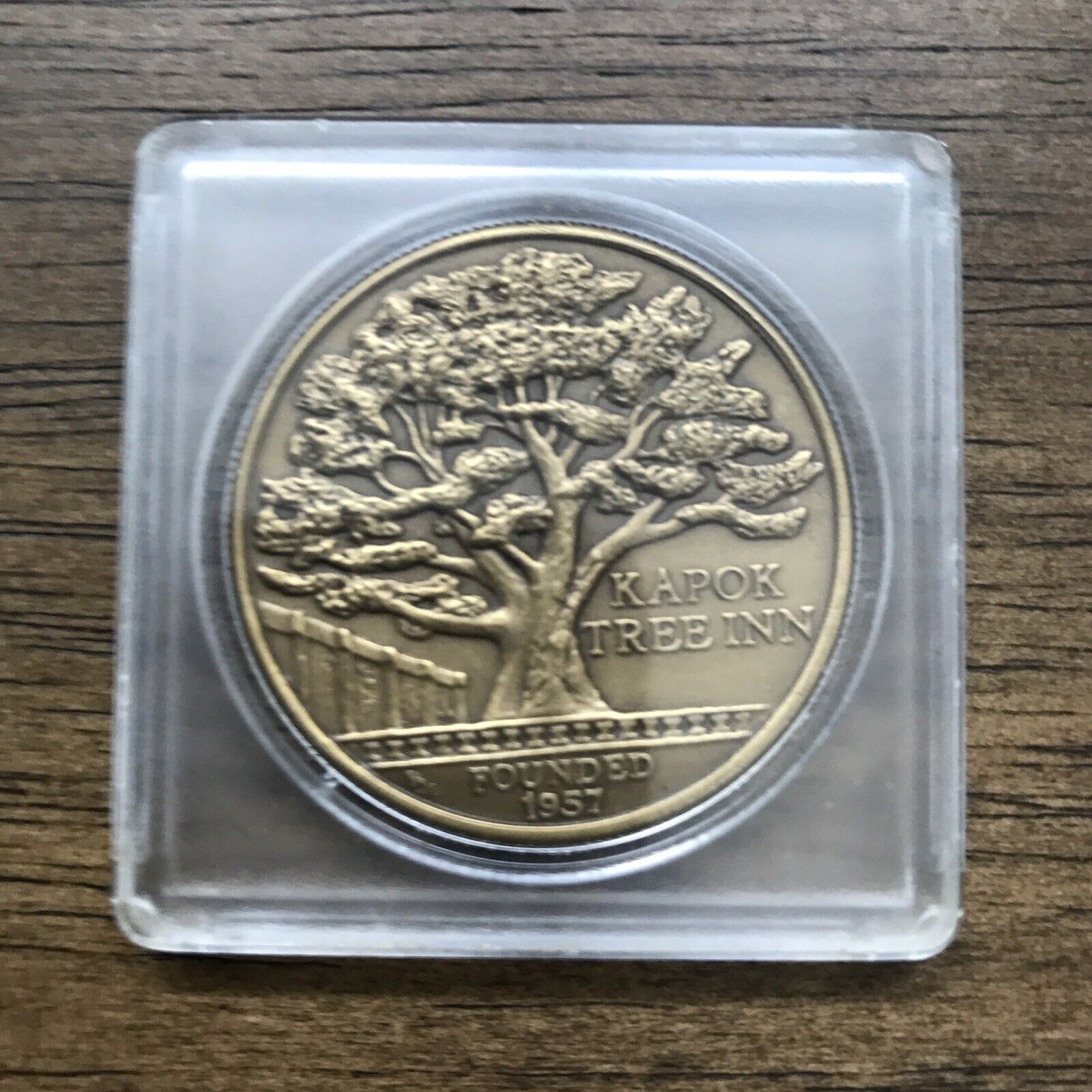 Vintage 1973 Kapok Tree Inn Beautiful Encased Coin Medallion 