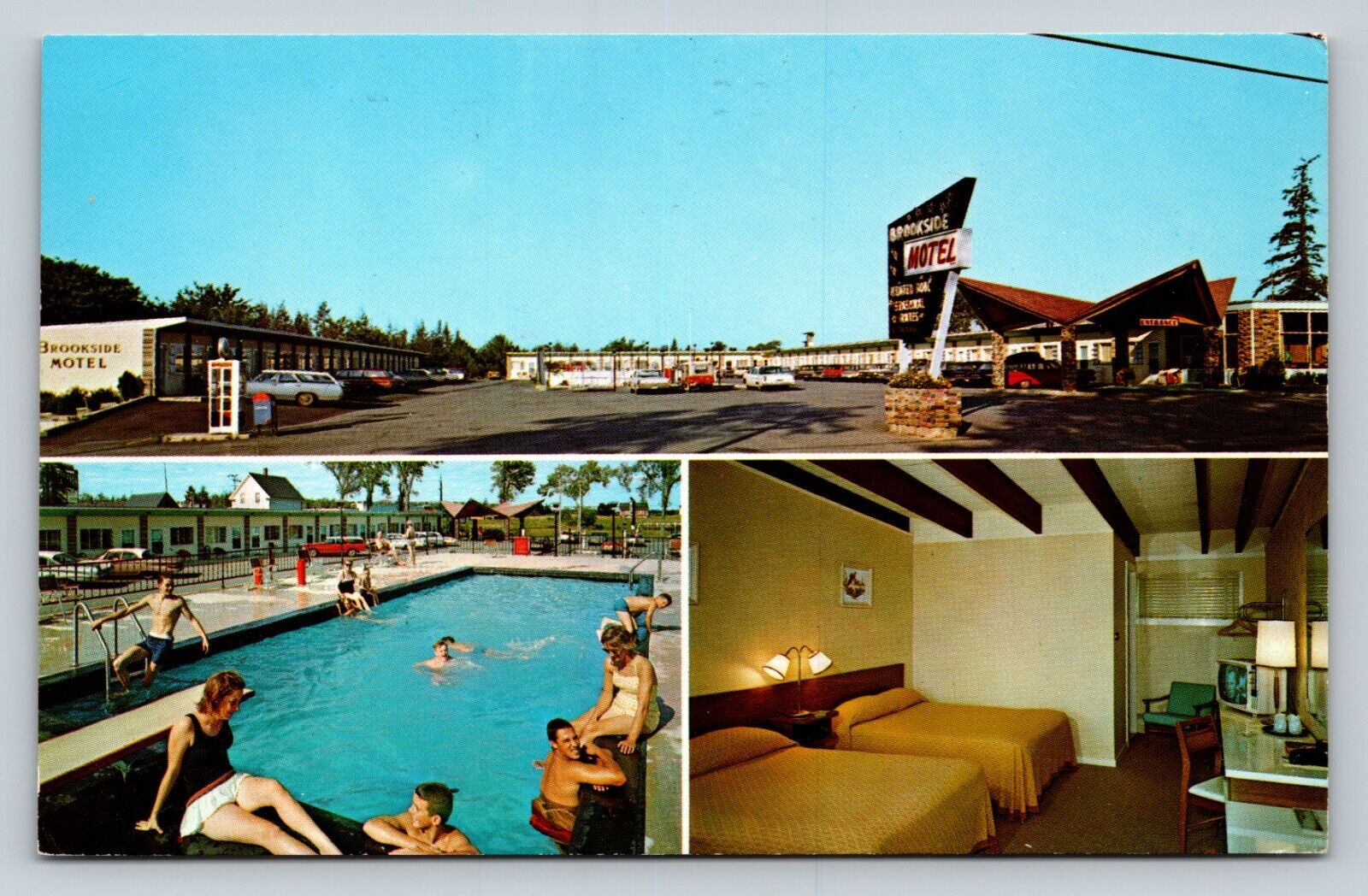 c1978 Brookside Motel Ellsworth Maine Nice Msg VINTAGE Ad Postcard 10c