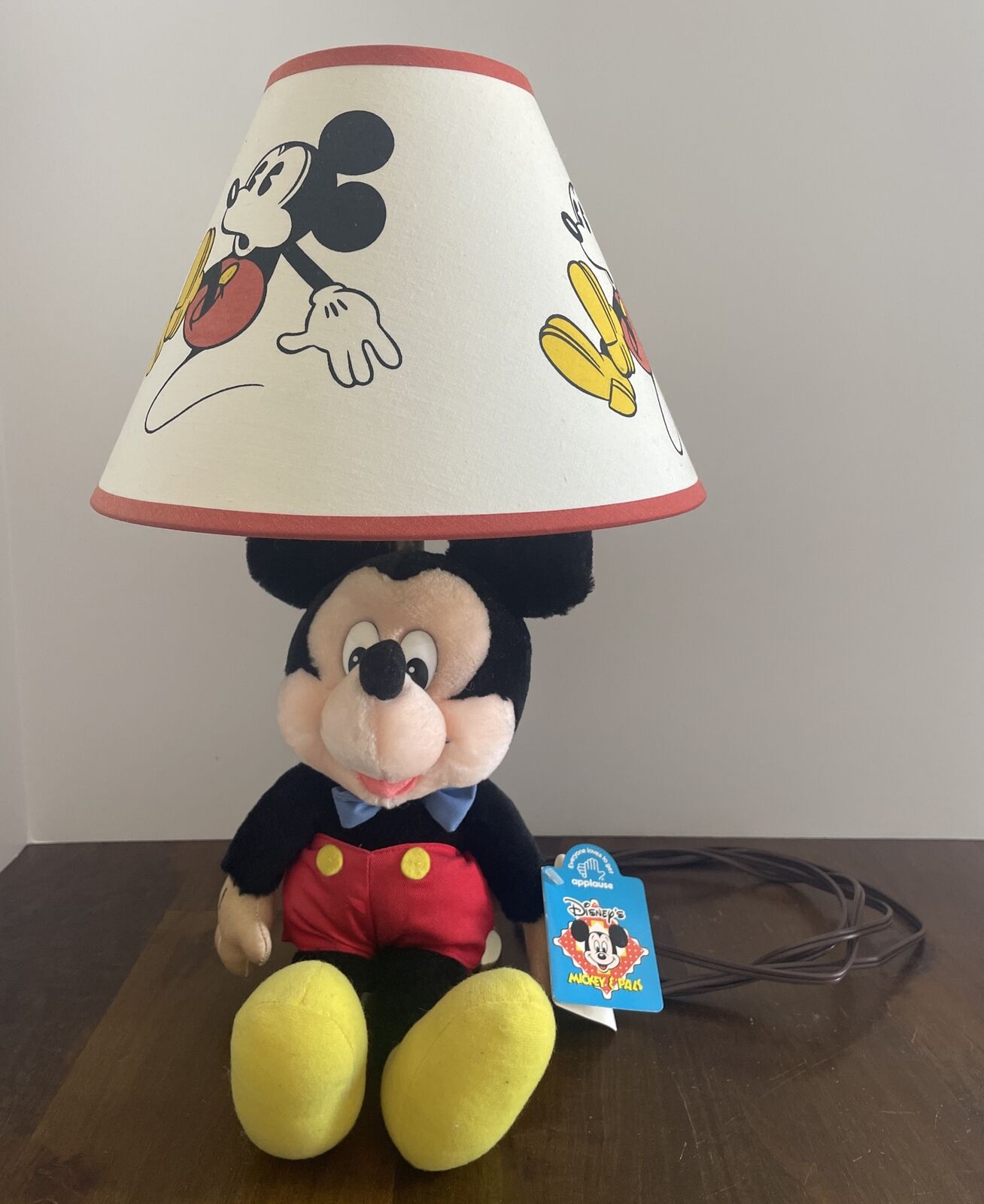 RARE Vintage Mickey Mouse Collectible Applause Plush Disney Table Lamp Light