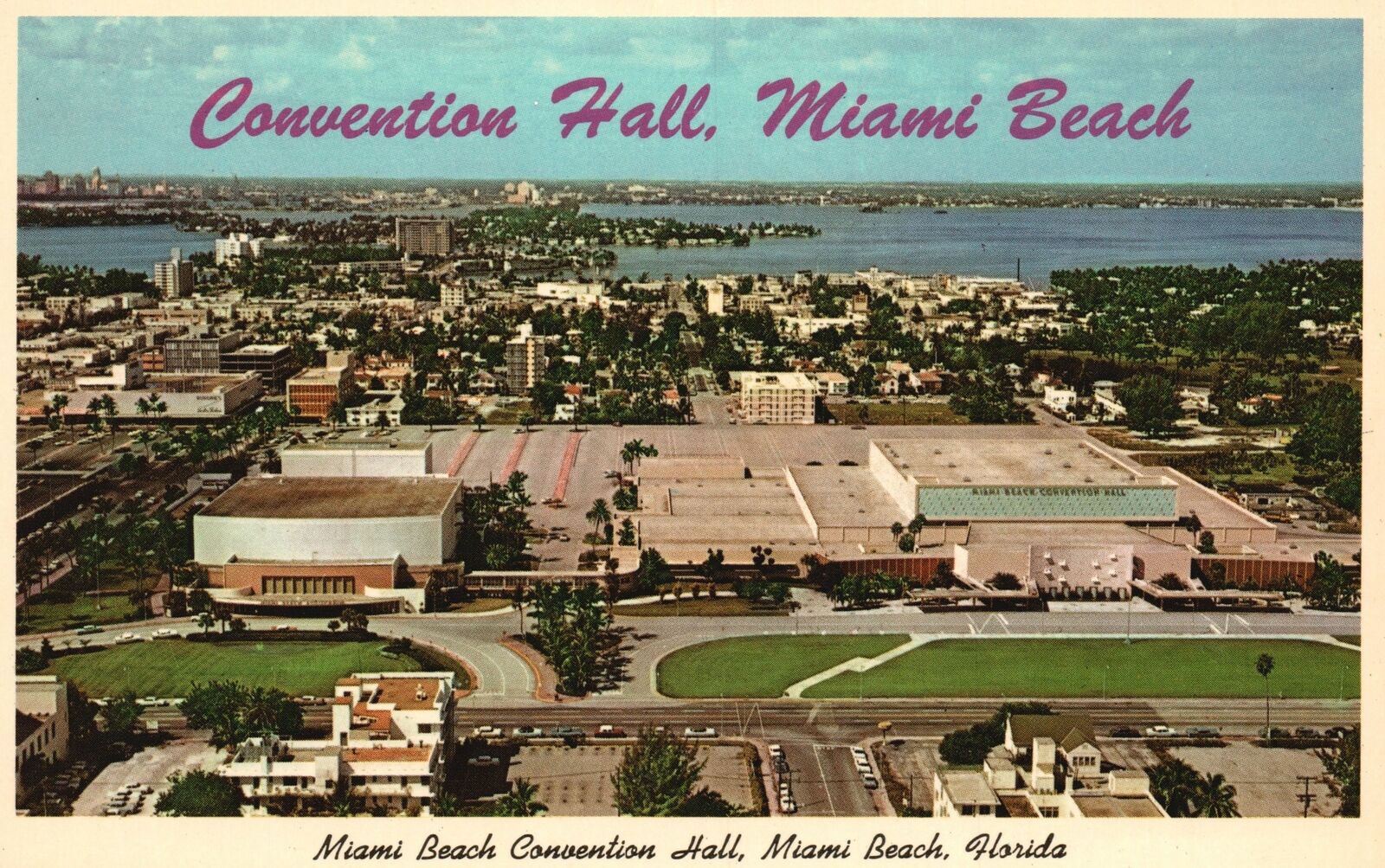 Vintage Postcard Convention Hall Largest South Trade Shows Banquet Miami Florida