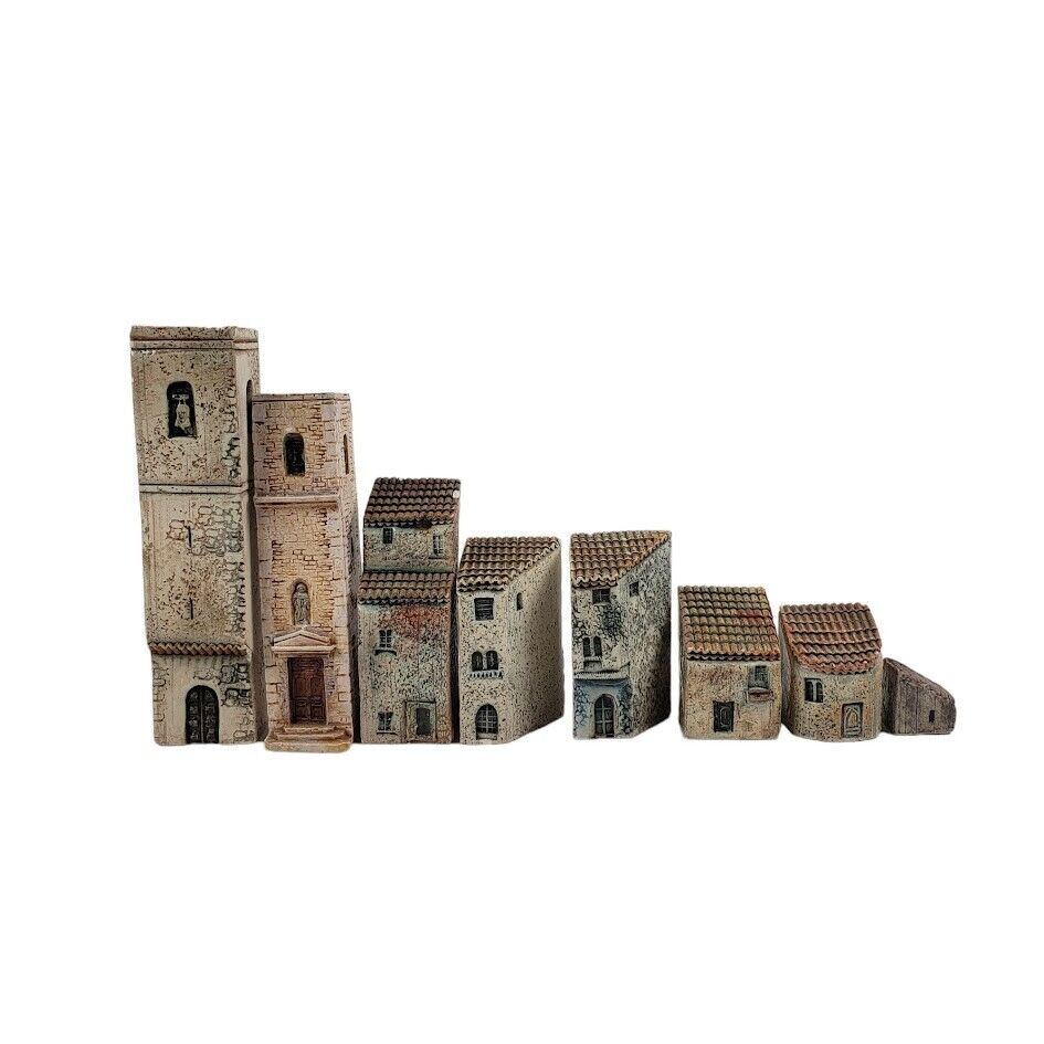 Dominque Gault J Carlton Miniature Ceramic Village Buildings Lot of 7 Vintage