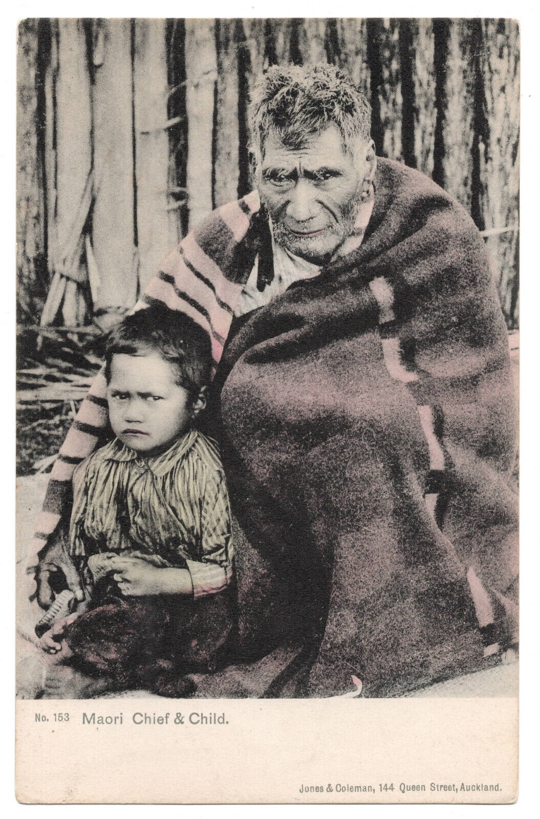 1910 Postcard Jones & Coleman, Auckland N.Z. ~ MAORI Chief & Child ~ NEW ZEALAND