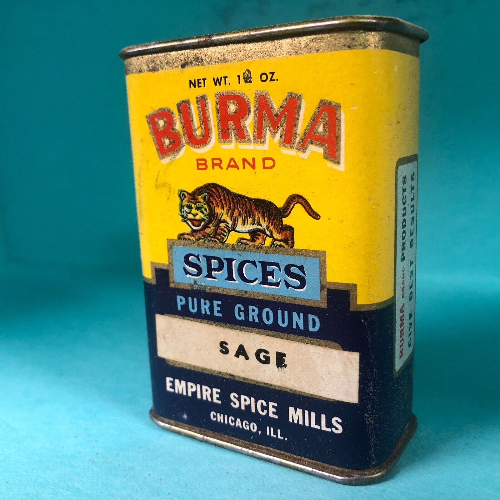 Burma Brand Chicago Sage Spice Tin 3 1/8\