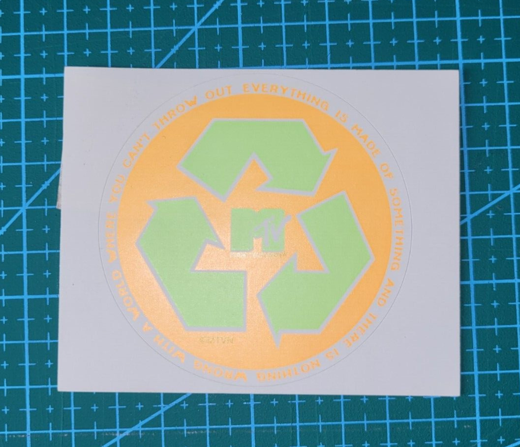 Vintage 1990's Mtv Recycle Sticker  Rare
