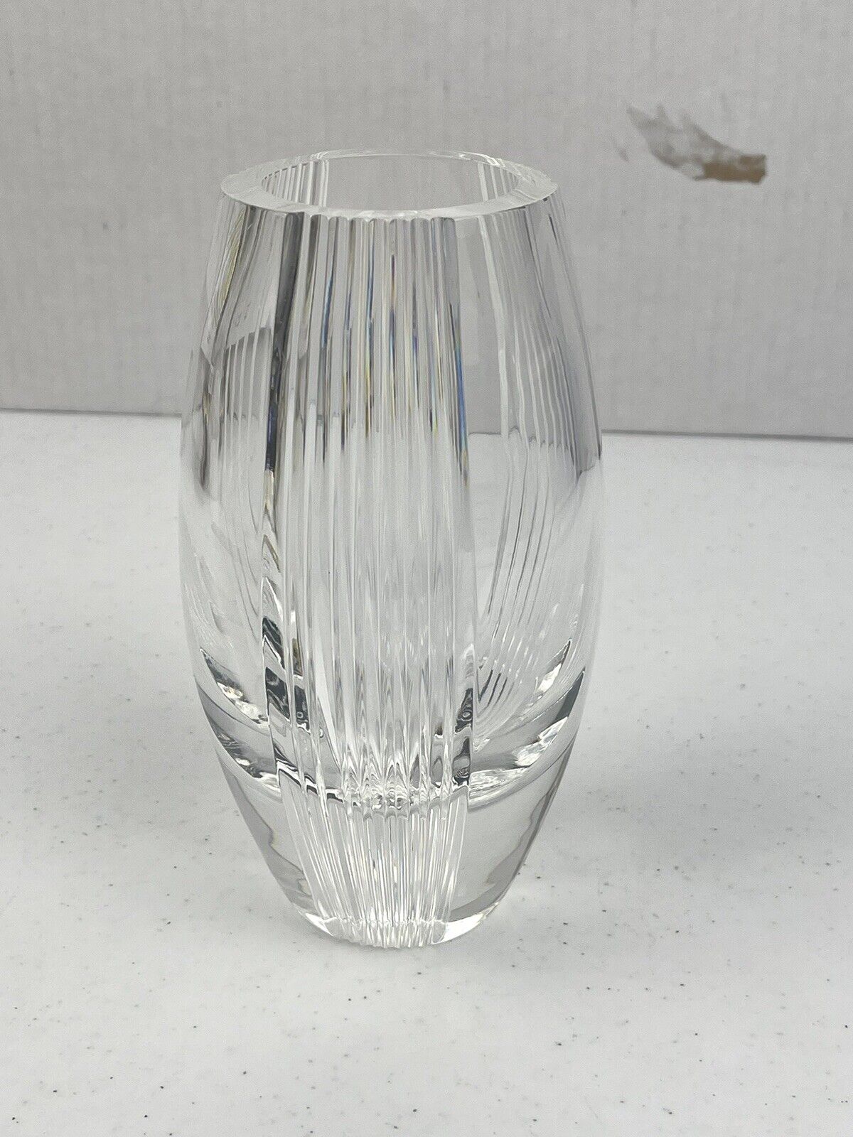 Vintage Lenox Crystal Clear Led Cut Glass Heavy Thick Vase Signed