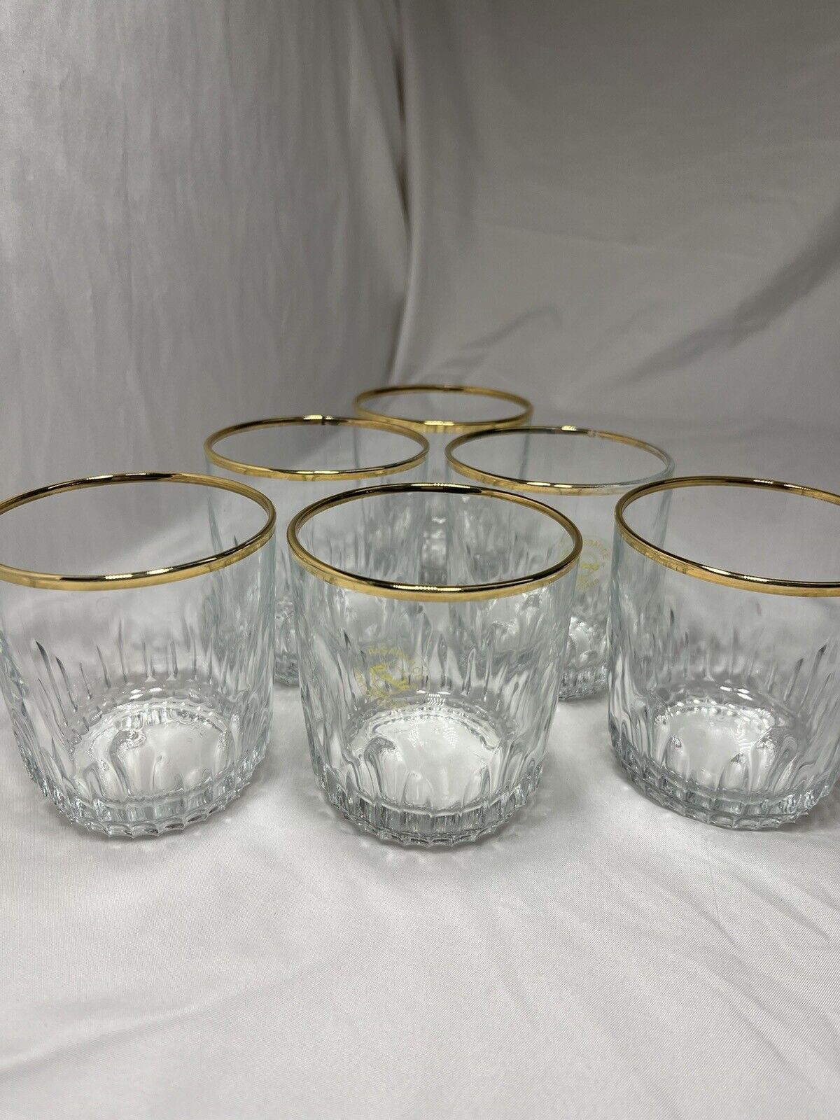Vintage Pasabahce Turkey Whiskey Glasses with Gold Trim Set of 6