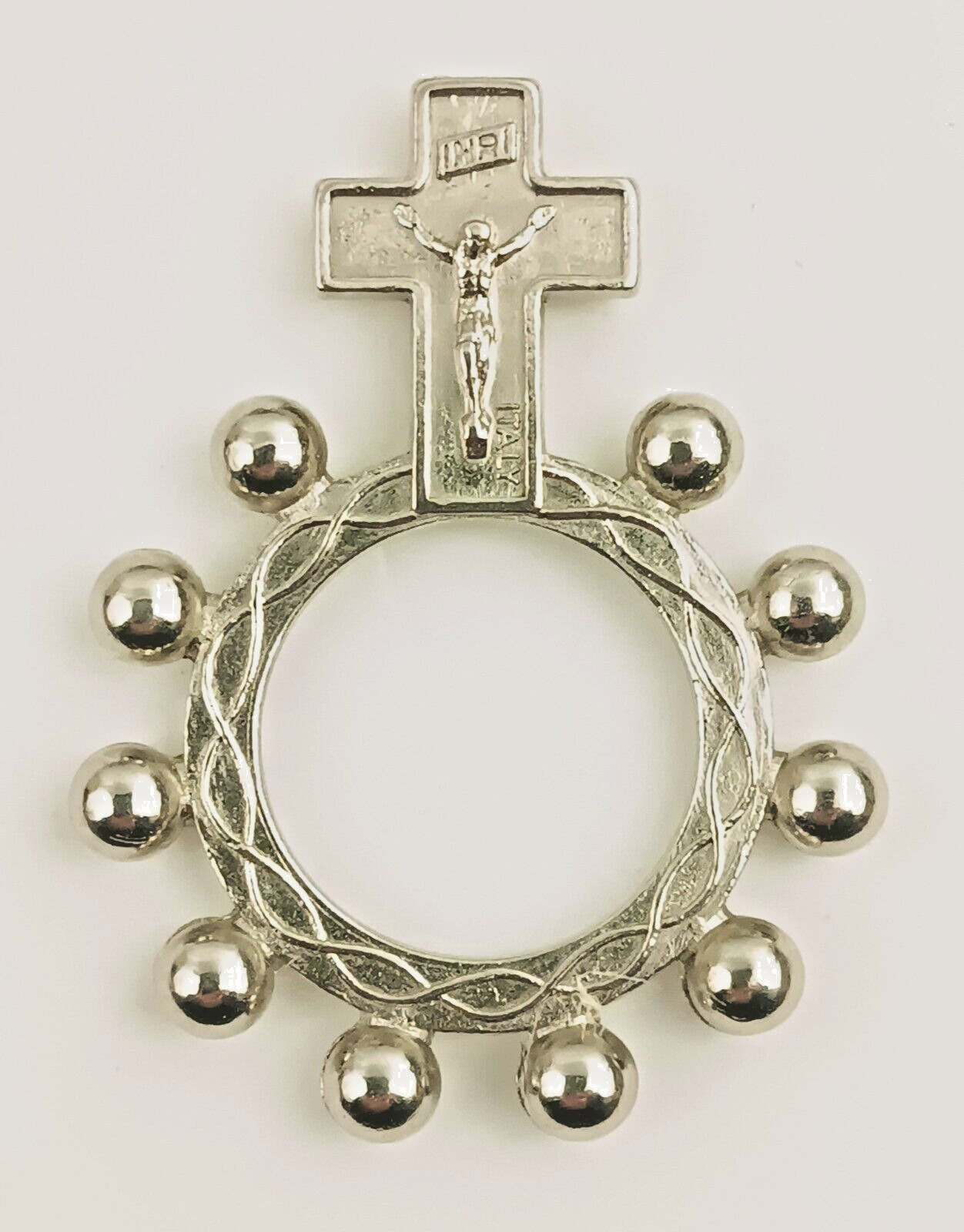 Vintage INRI Jesus Pocket Rosary Ring Made in Italy