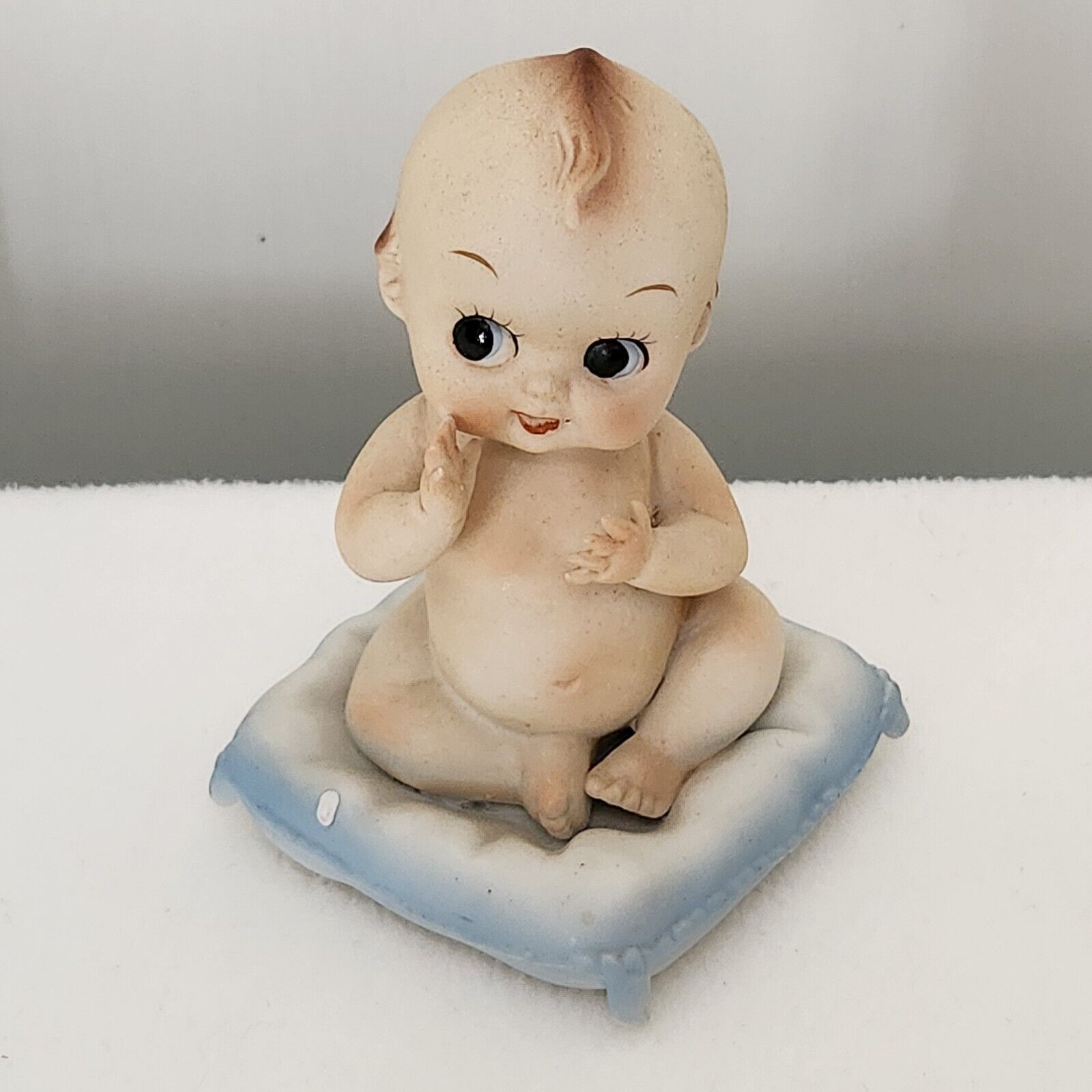 Vintage Lefton Porcelain Baby Boy Angel Winged Kewpie Doll~F749~BABY SHOWER GIFT