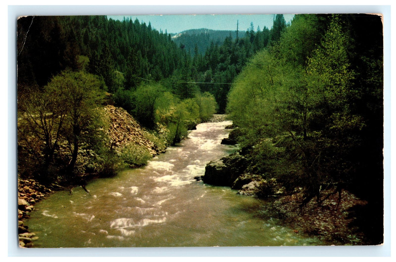 Postcard CA North Fork Yuba River Scenic View of Stream Gold Rush Posted 1959