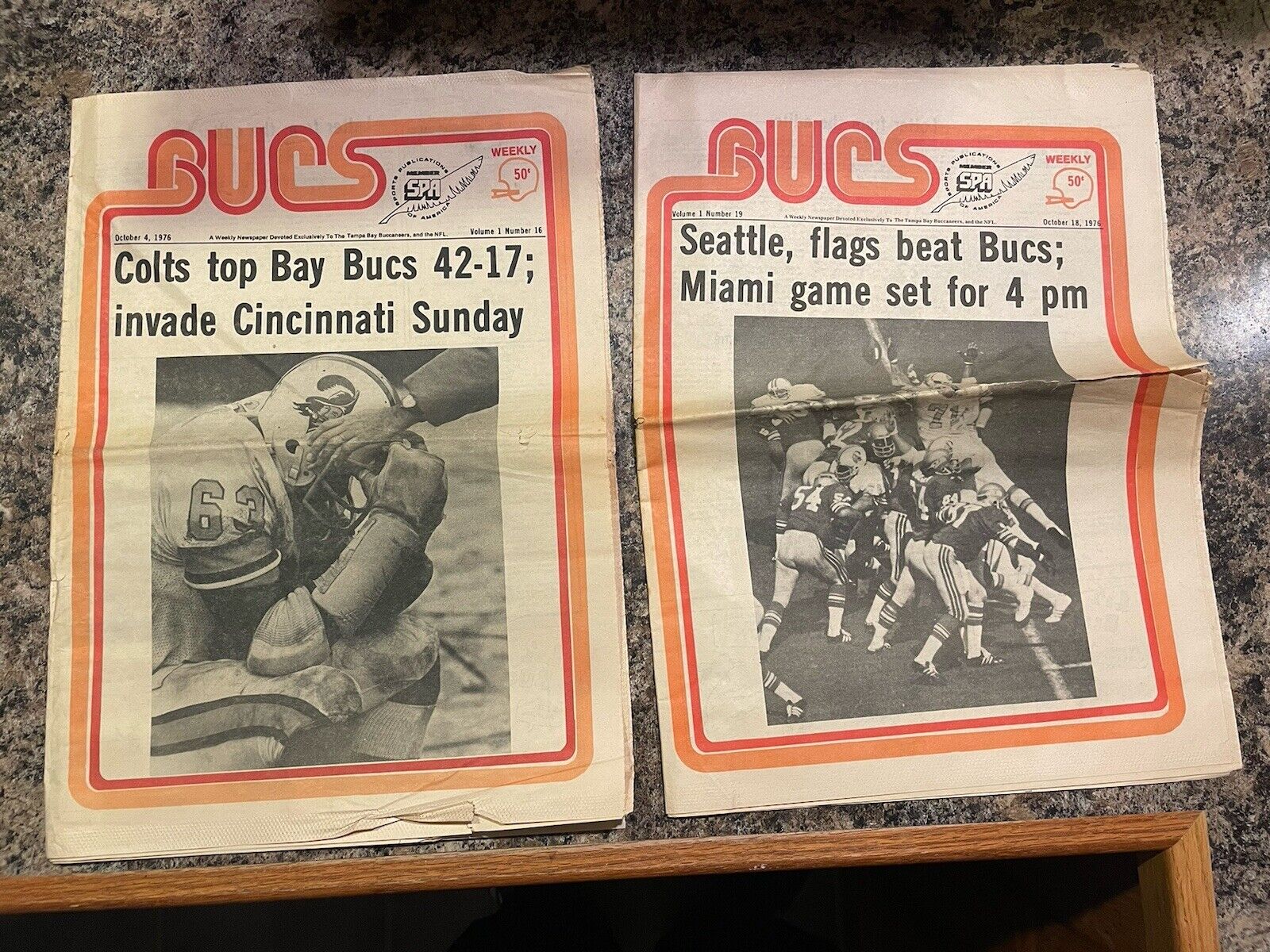 1976 Tampa Bay Buccaneers Football Newspapers.  Inaugural Season