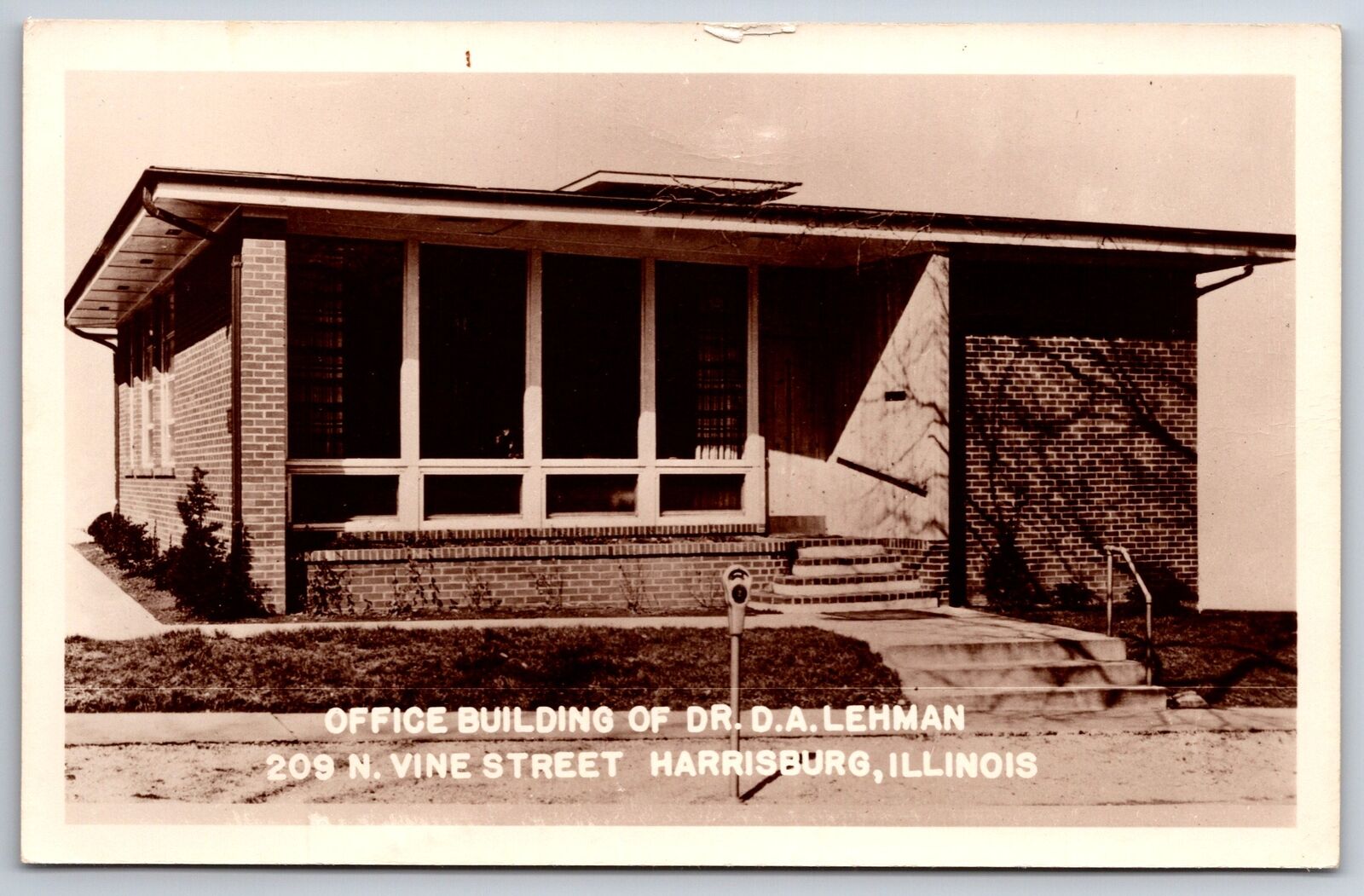 Harrisburg Illinois~Dr DA Lehman Office Building~209 N Vine Street~1950s RPPC