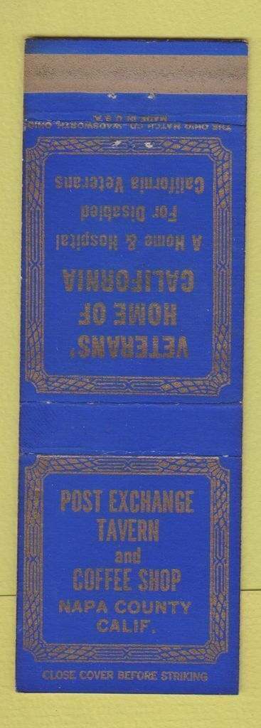 Matchbook Cover - Post Exchange Tavern Napa County CA