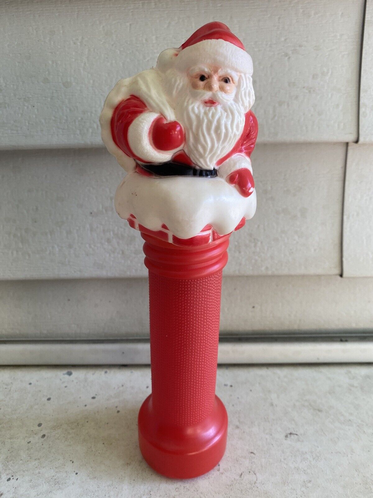 Vintage 50s 60s Hard Plastic Blow Mold Santa Claus Flashlight Figurine Christmas