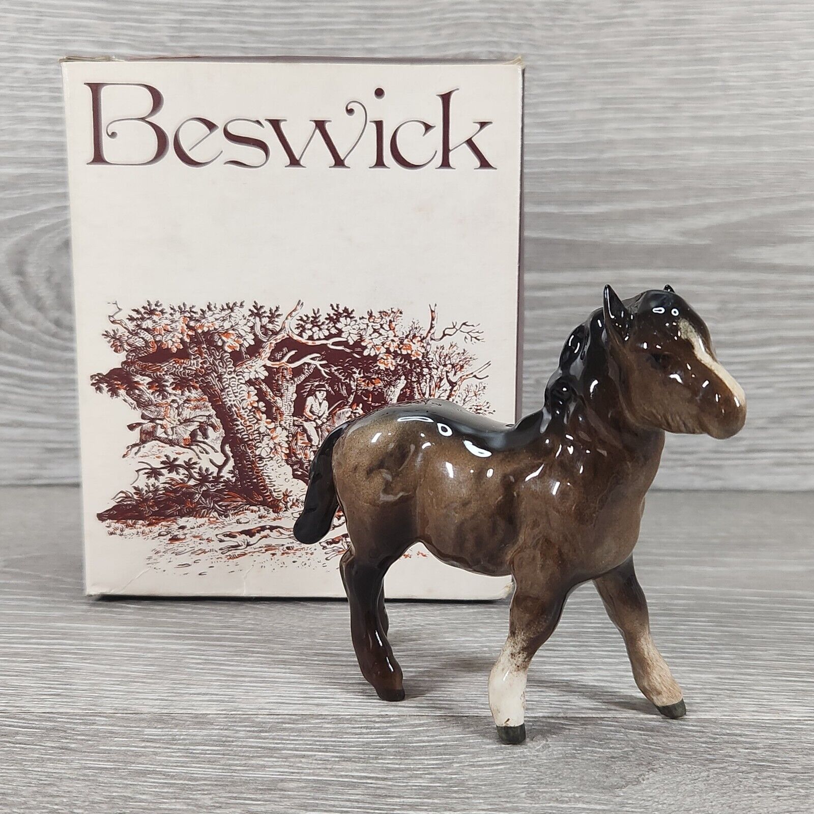 Beswick Brown Shetland Foal #1034 Porcelain Horse w/ Original Box, England