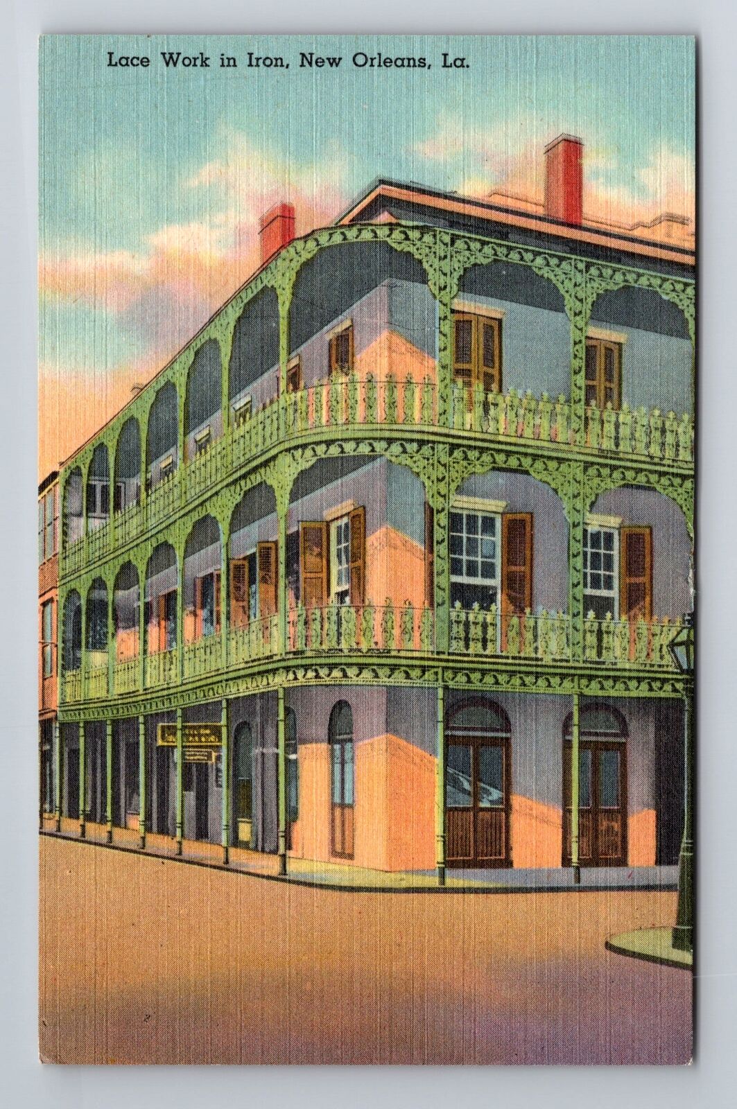 New Orleans LA-Louisiana, Lace Work In Iron, Antique, Vintage Souvenir Postcard