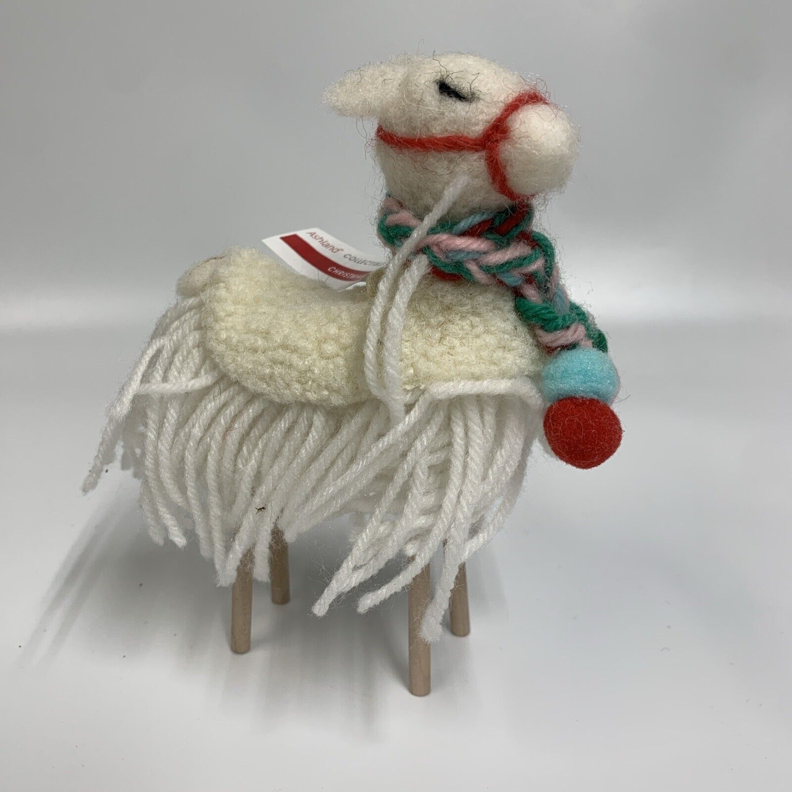 Ashland LLama Christmas Ornament NWT Plush Yarn Alpaca Farm Animal 5.5