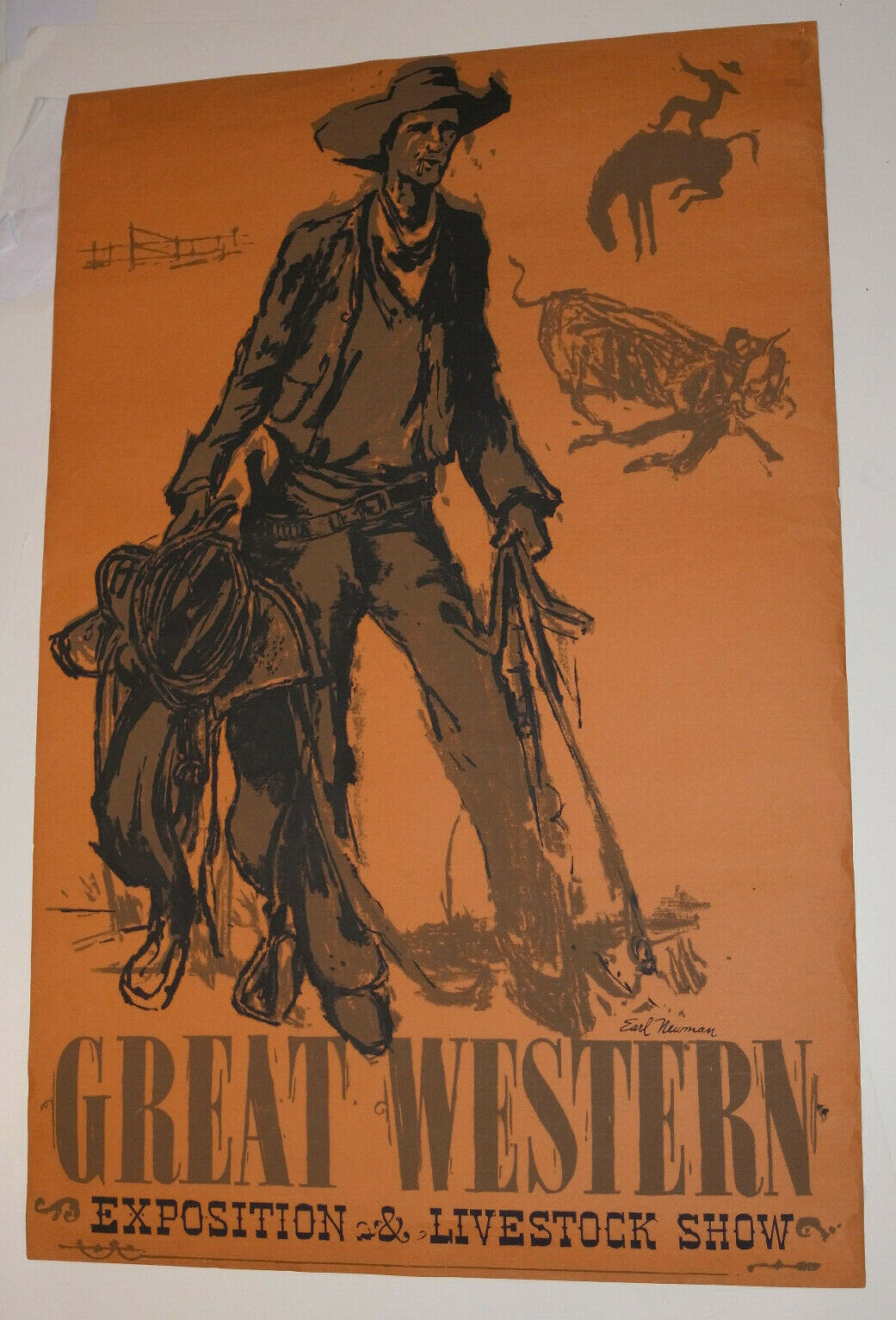 VINTAGE EARL NEWMAN POSTER GREAT WESTERN LIVESTOCK & EXPOSITION SHOW
