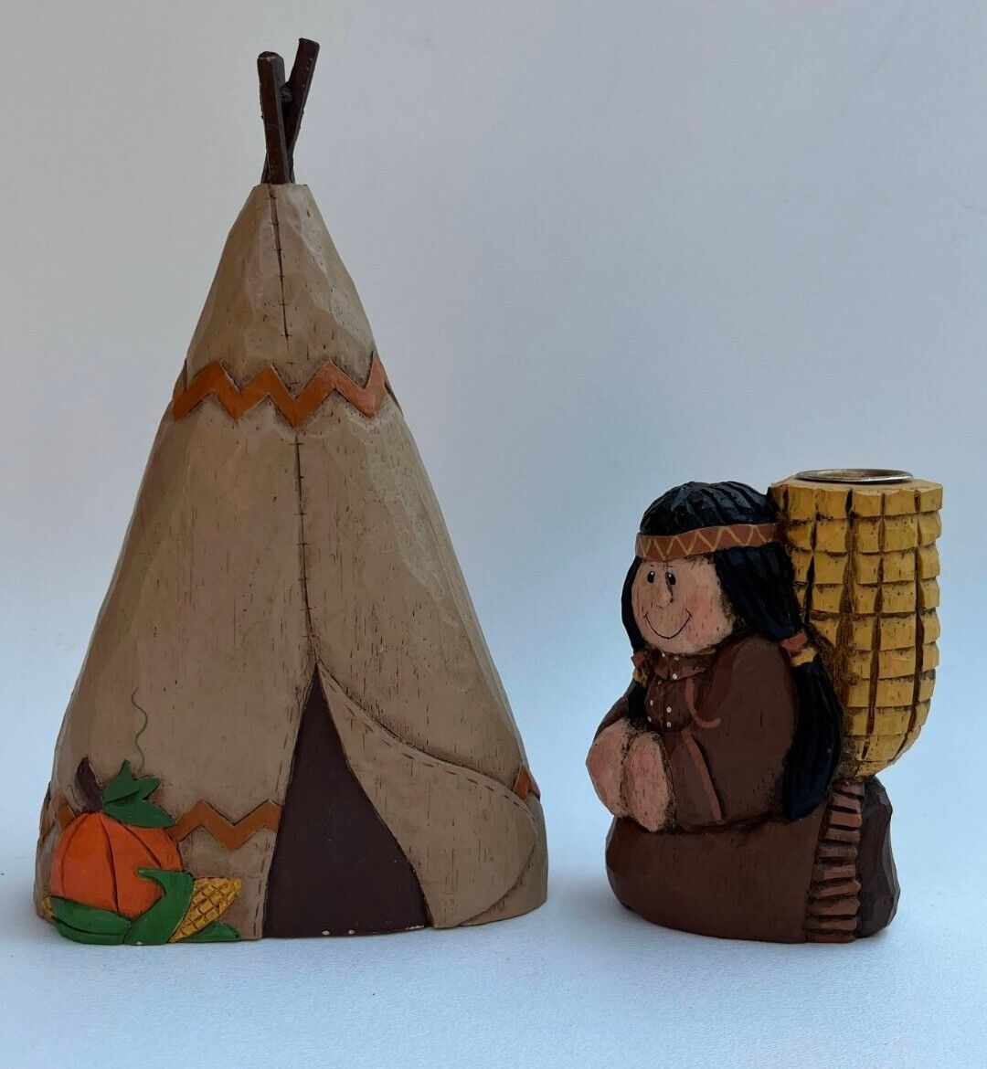 Eddie Walker Midwest of Cannon Falls Native American Teepee + Corn Candle Holder