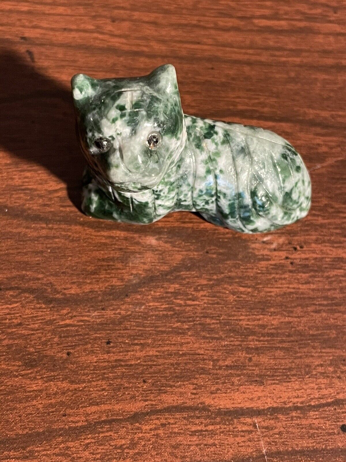 stone tiger art green white vintage sold as is