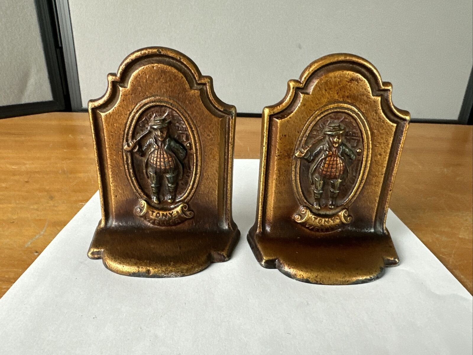 Tony Weller Vintage Charles Dickens Bronze/Cast Iron Bookends Pair Antique