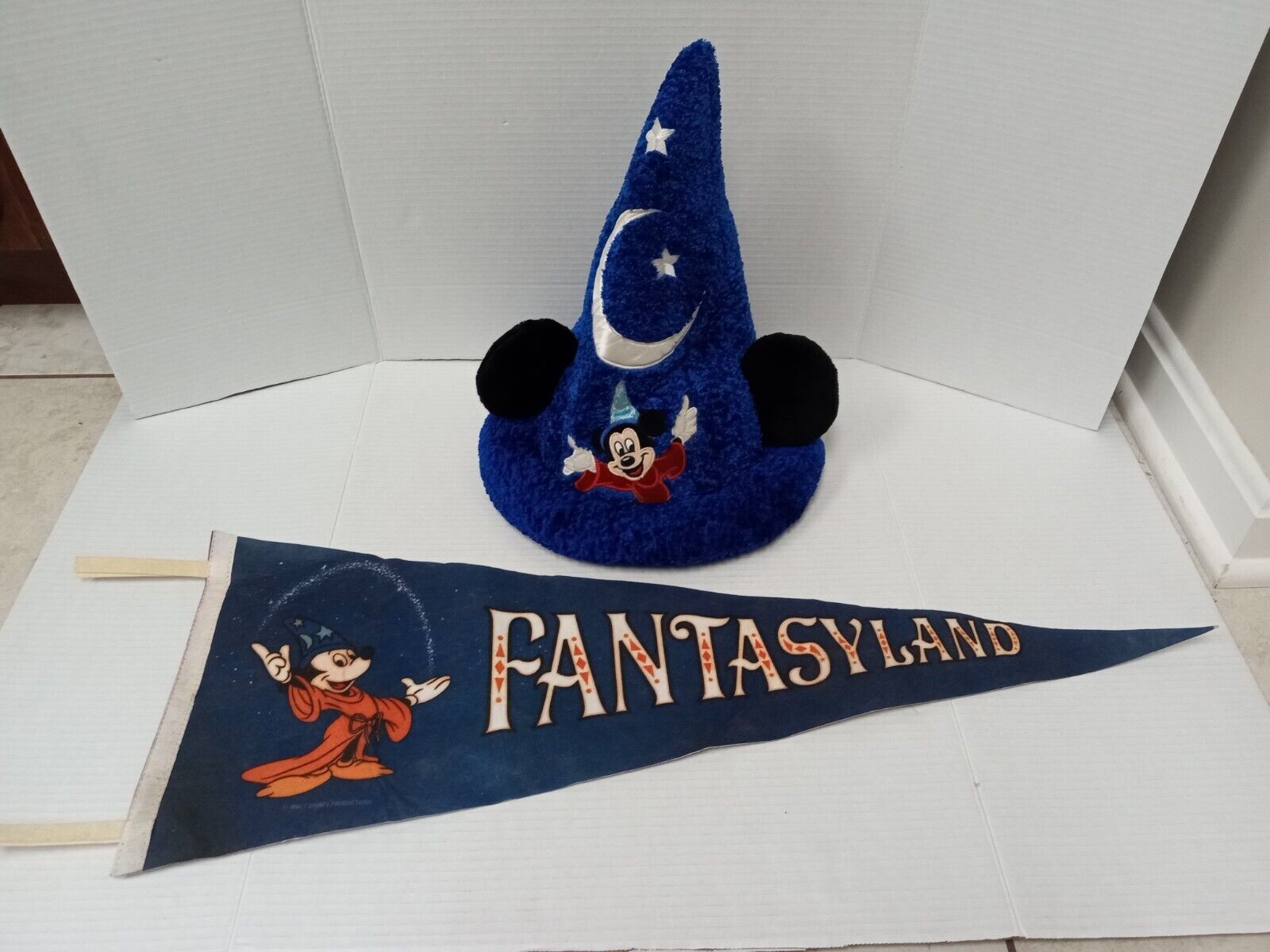 Mickey the Sorcerer & Vintage Disney Fantasyland Pennant