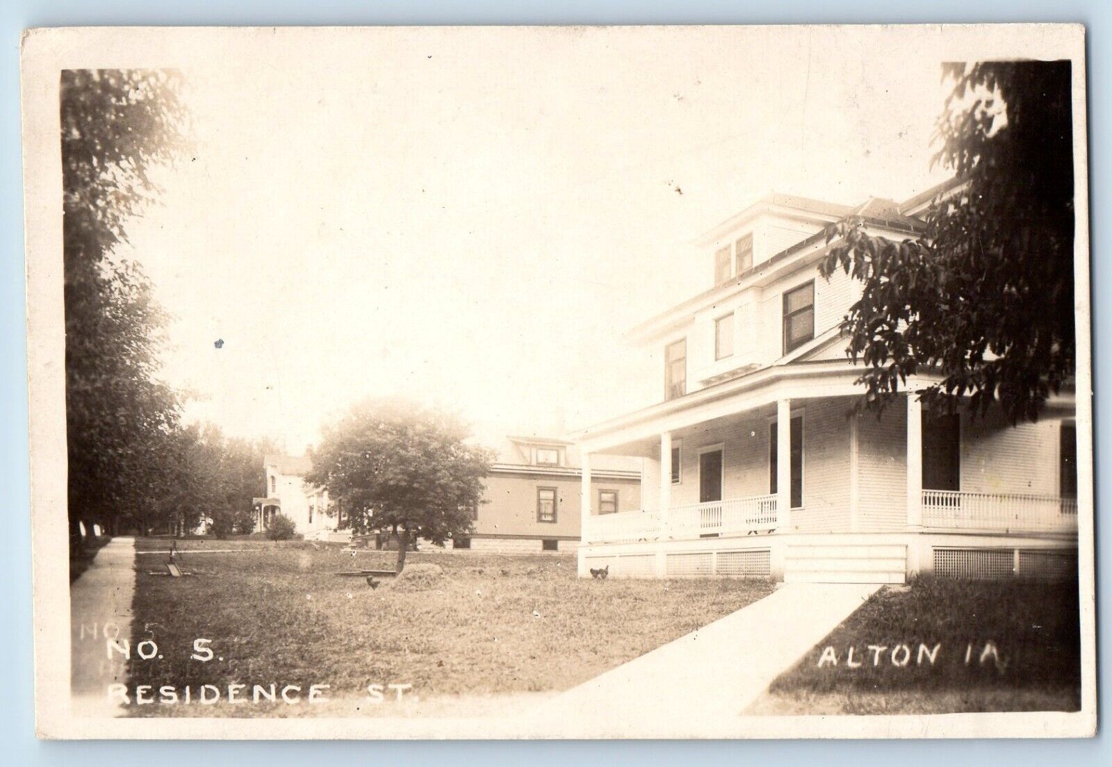 Alton Iowa IA Postcard RPPC Photo Residence Street House Scene c1910's Antique