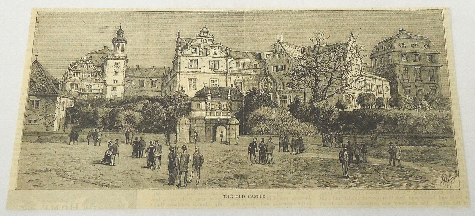 1884 magazine engraving ~ THE OLD CASTLE ~ Darmstadt Germany