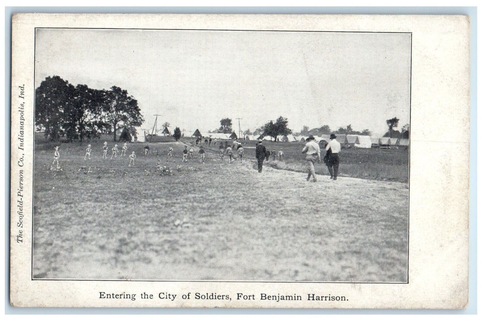 c1905 Entering the City of Soldiers Fort Benjamin Harrison IN WW1 Postcard