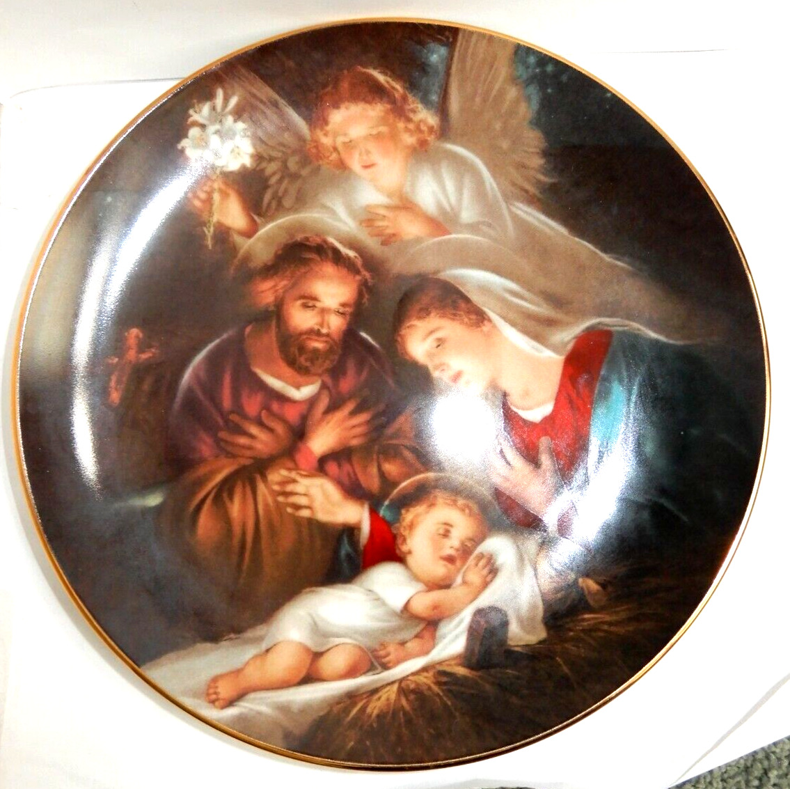 AN ANGELS MESSAGE Jesus PROMISE OF A SAVIOR PLATE Porcelain 1993 BRADFORD 1st