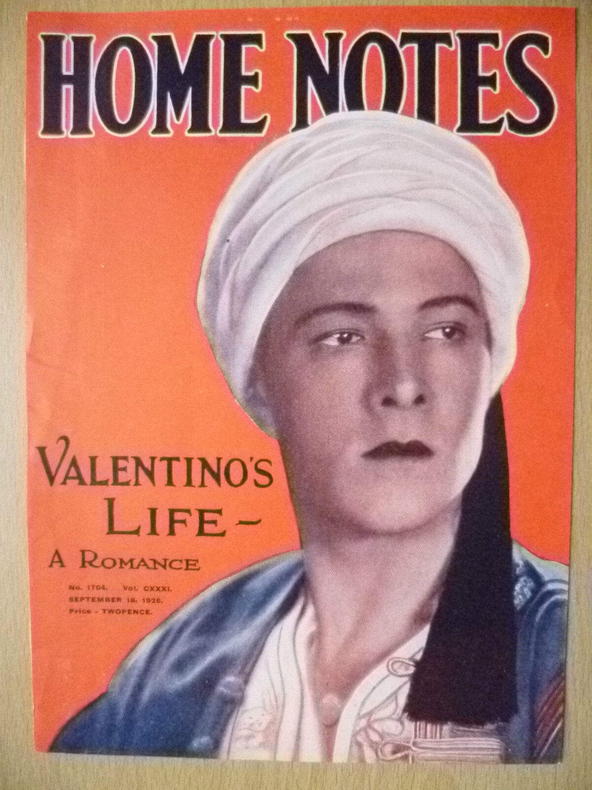 Theatre Flyers-1926 Home Notes- RUDOLPH VALENTIN\'s LIFE~ A ROMANCE, 18 Sept 1926
