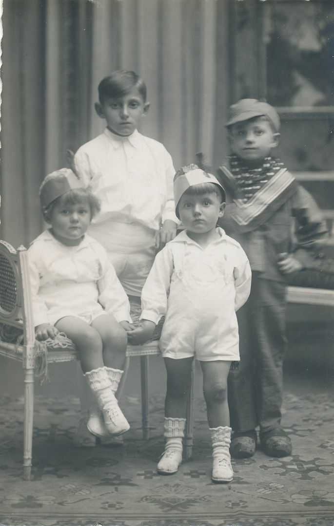 Four Children Real Photo Postcard rppc