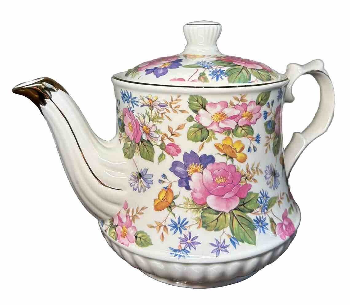 Windsor Teapot Floral Pink Rose Chintz Fine Bone China England Tea Pot
