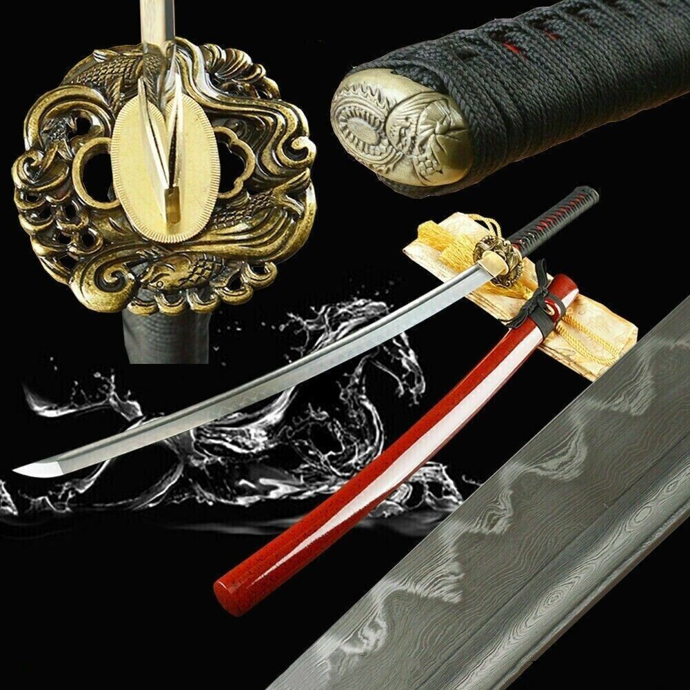 Clay Tempered Handwork Japanese Real Hamon Katana Samurai Folded Steel Blade