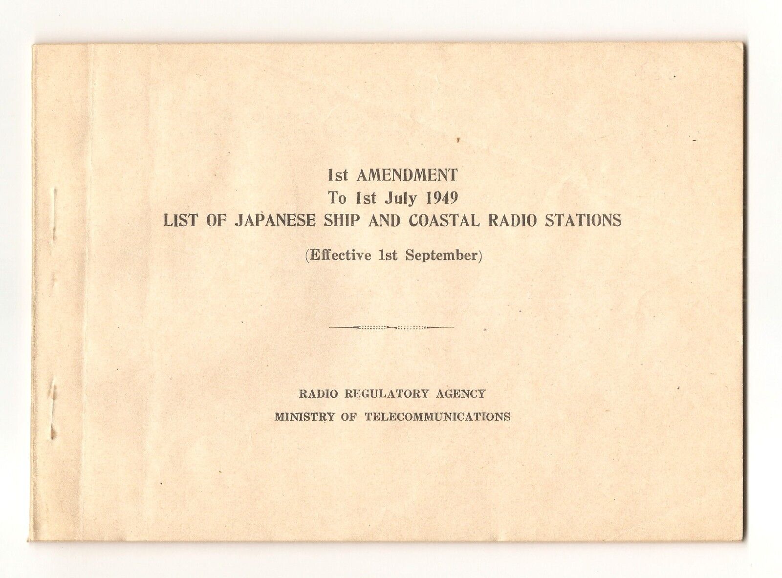 1st Amendment 1949 List of Japanese Ship & Coastal Radio Stations Japan Old Book