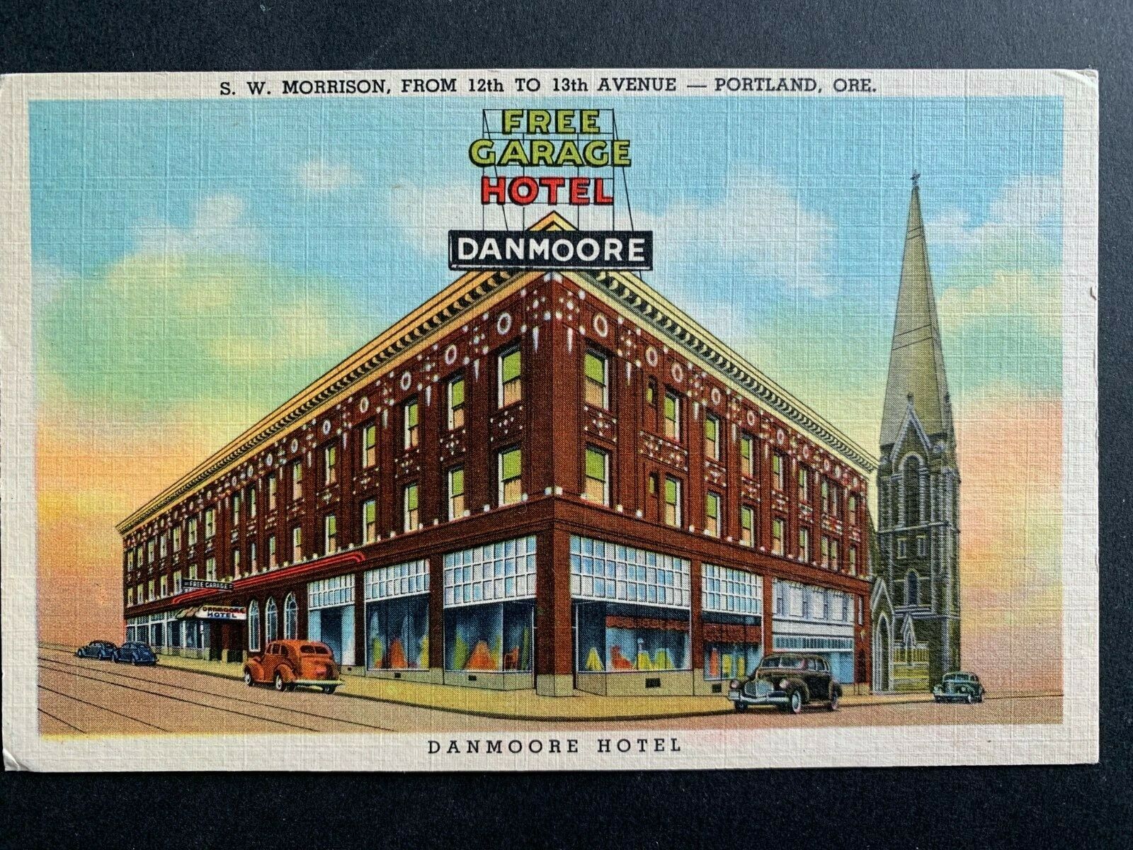 Postcard Portland OR - c1940s Danmoore Hotel  