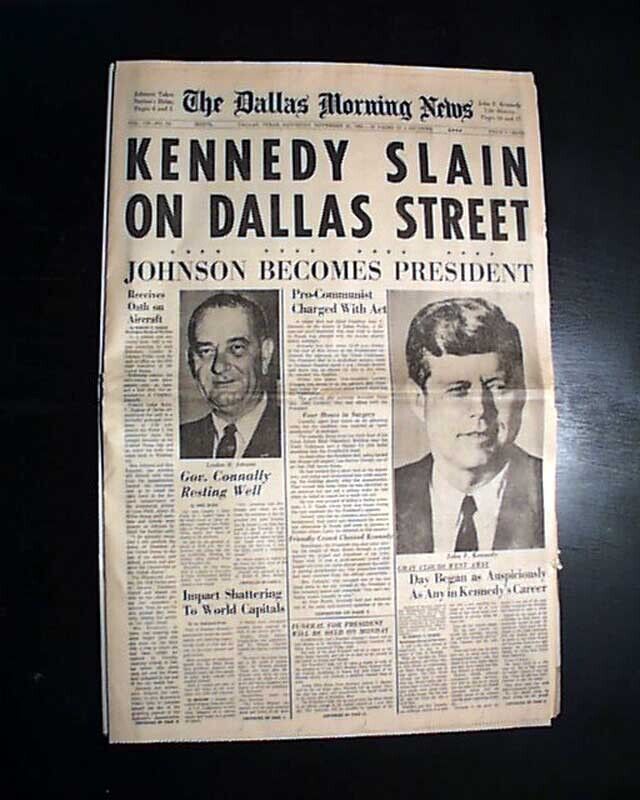 Best 1963 John F. Kennedy JFK Assassination Rare Dallas TX Texas old Newspaper