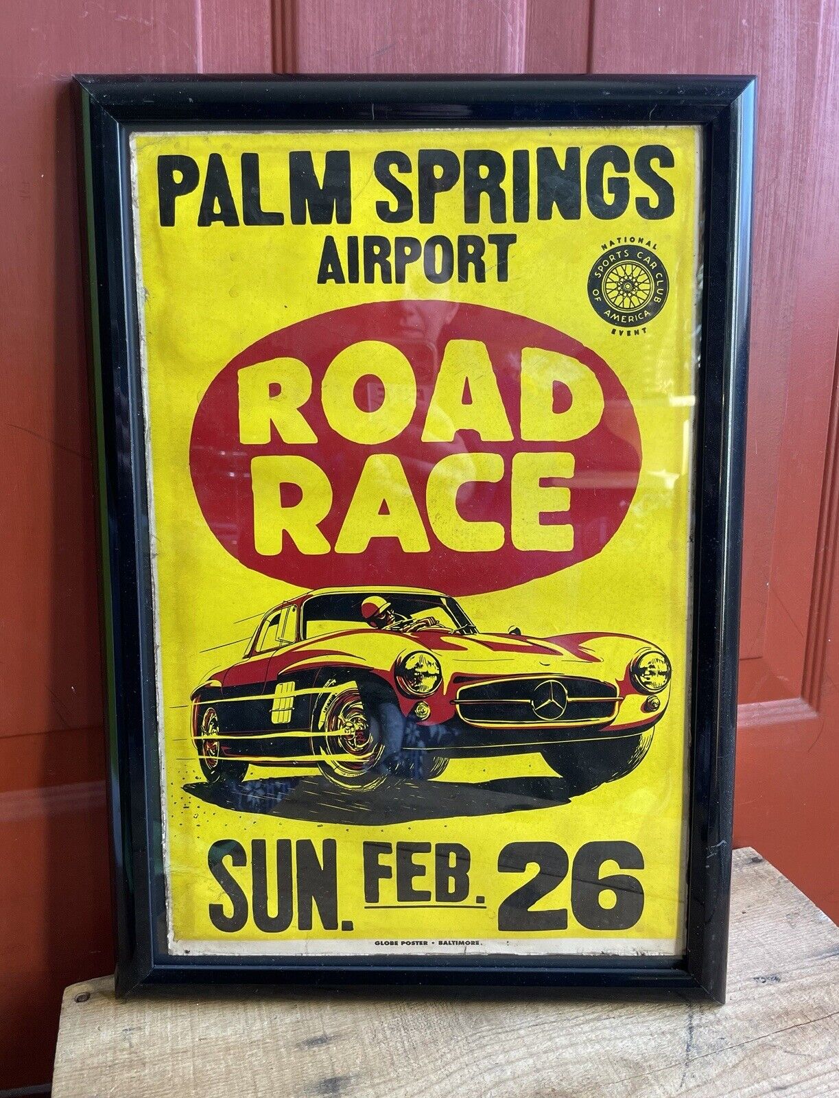 Framed 50s/60s Palm Springs Airport Cali Road Races Poster Mercedes Benz 300 SL