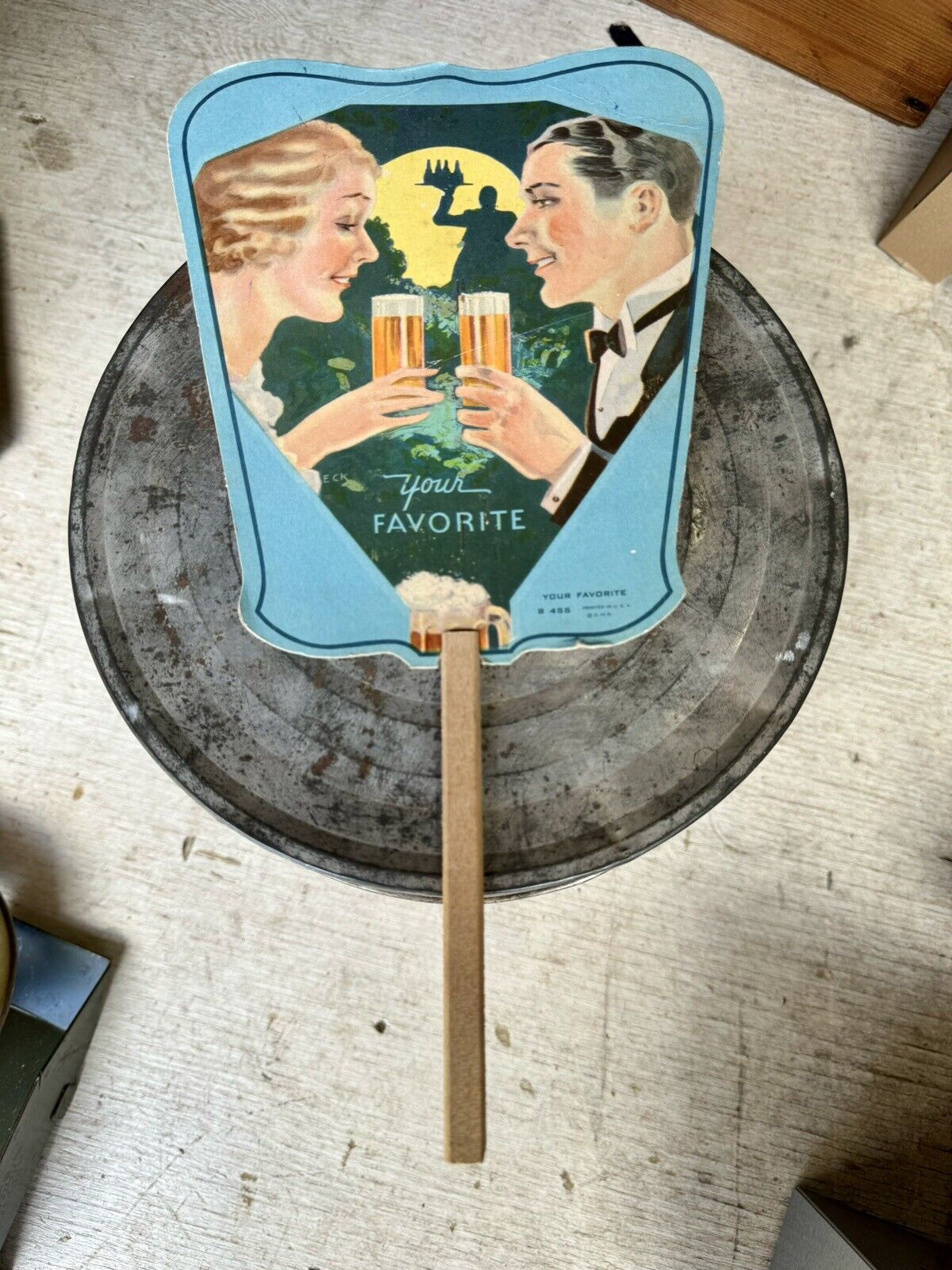 Rare Vintage Gluek’s Beer Advertising Paper Hand Fan Minneapolis Minnesota