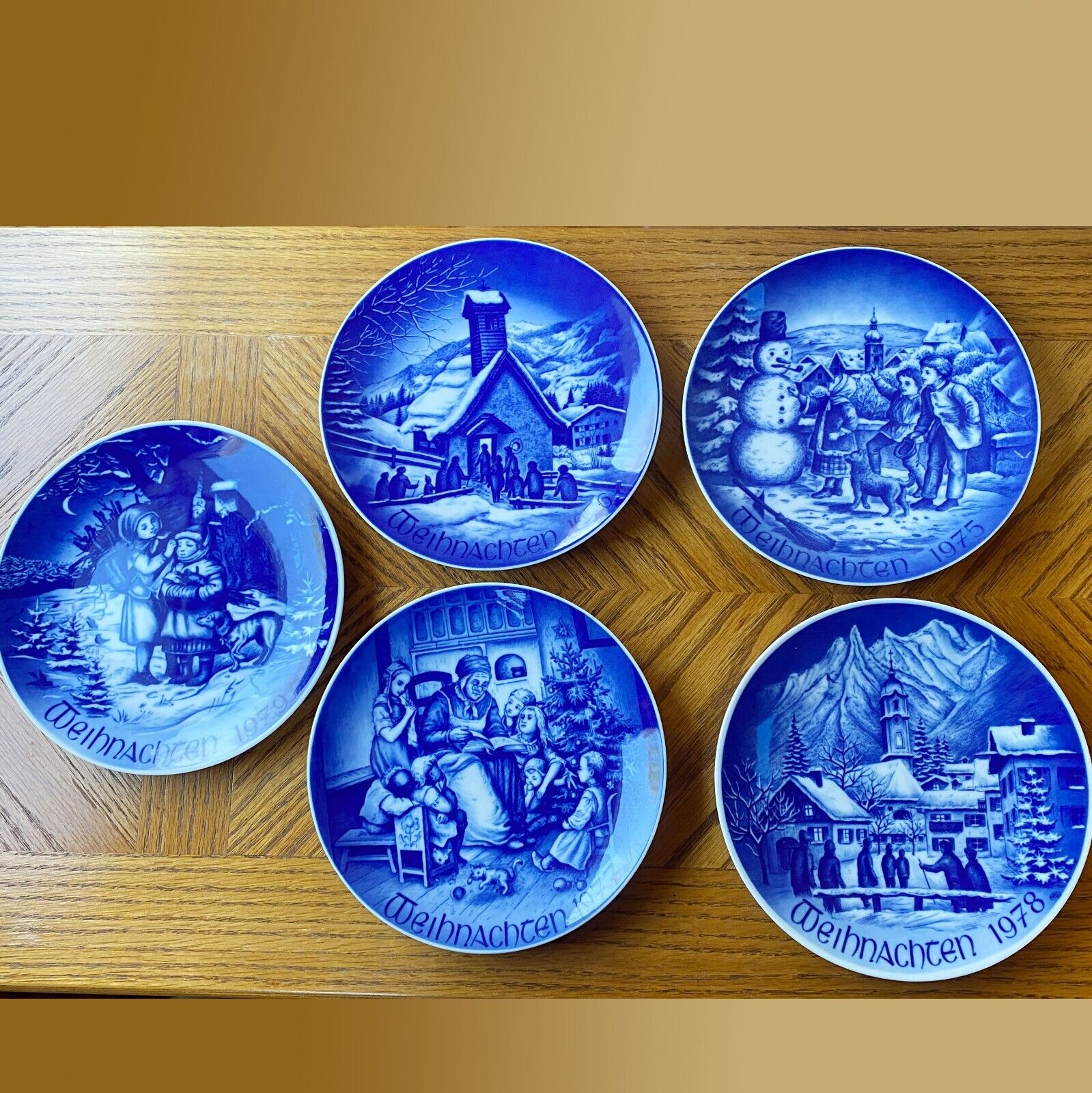 Bavaria Germany Bareuther Christmas Plates Years 1975-1979 Set of 5 Weihnachten