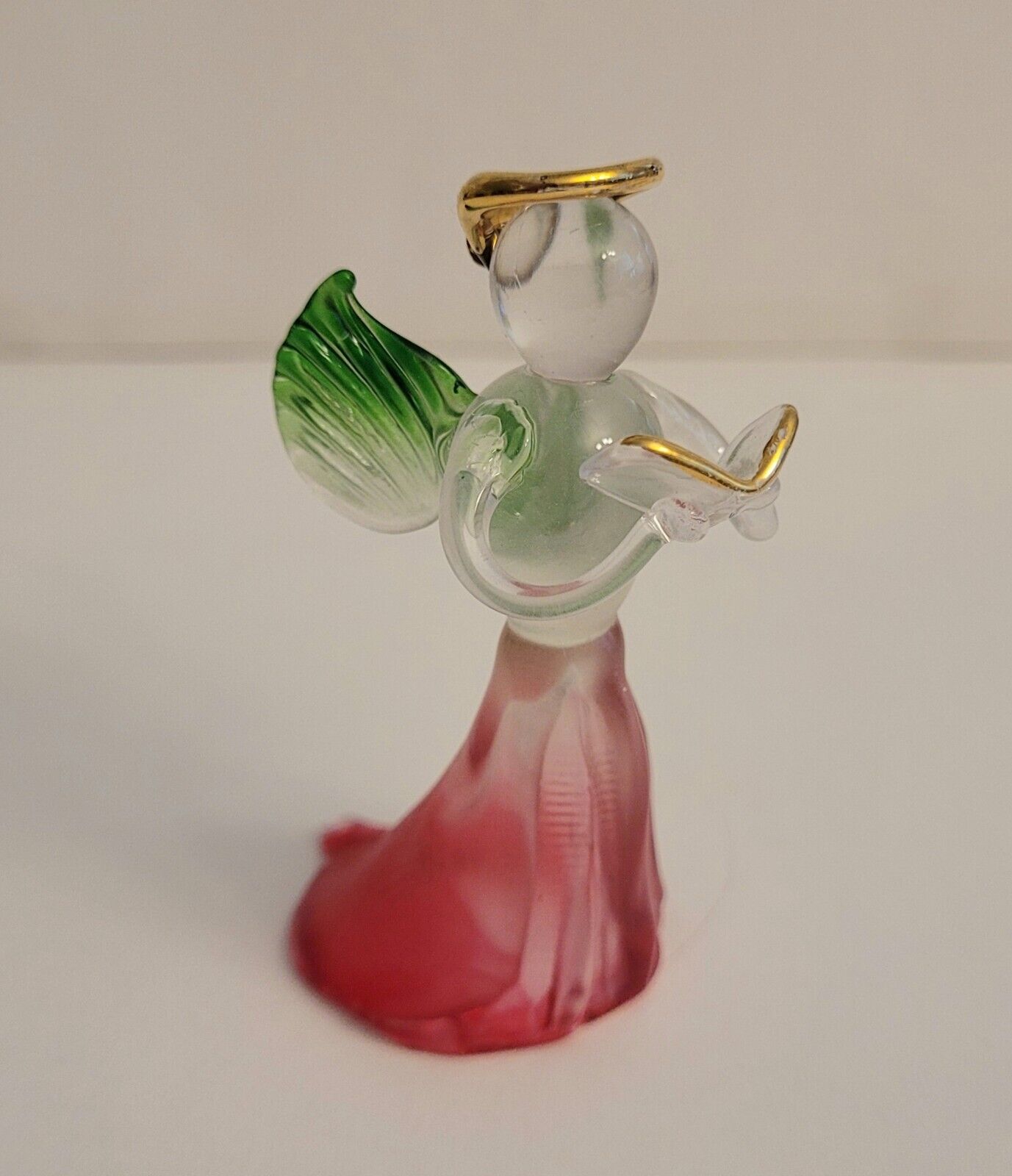 Vintage Glass Angel With Halo Holding Book